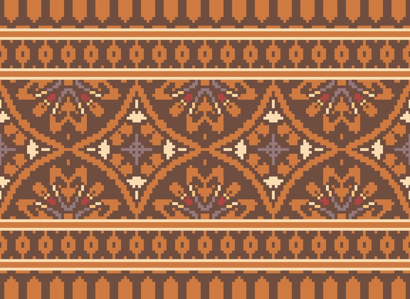Pixel Ethnic pattern vector background. seamless pattern traditional, Design for background, wallpaper, Batik, fabric, carpet, clothing, wrapping, and textile.ethnic pattern Vector illustration.