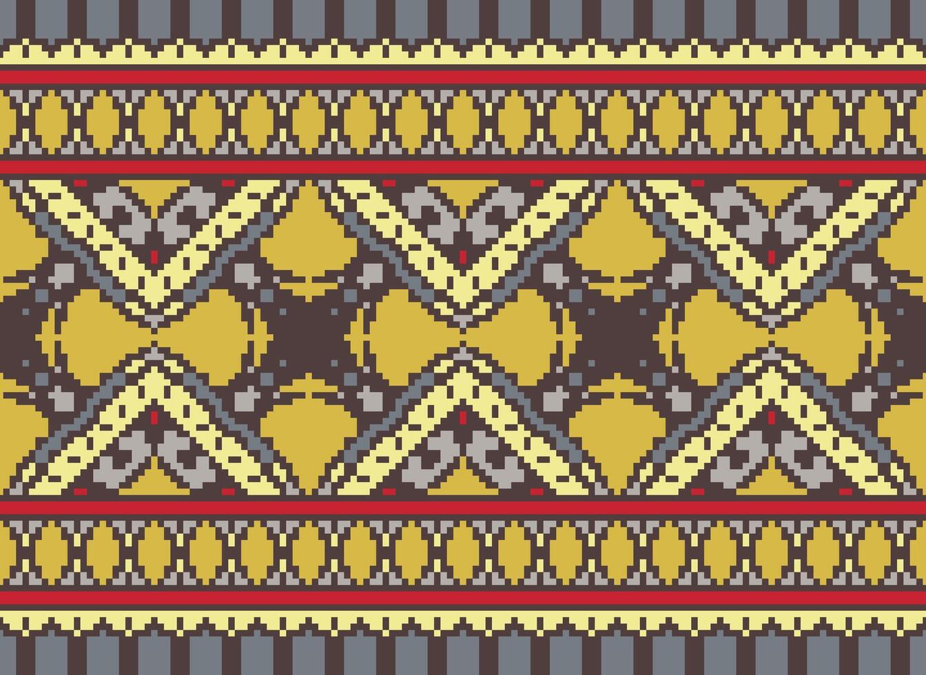 Pixel Ethnic pattern vector background. seamless pattern traditional, Design for background, wallpaper, Batik, fabric, carpet, clothing, wrapping, and textile.ethnic pattern Vector illustration.