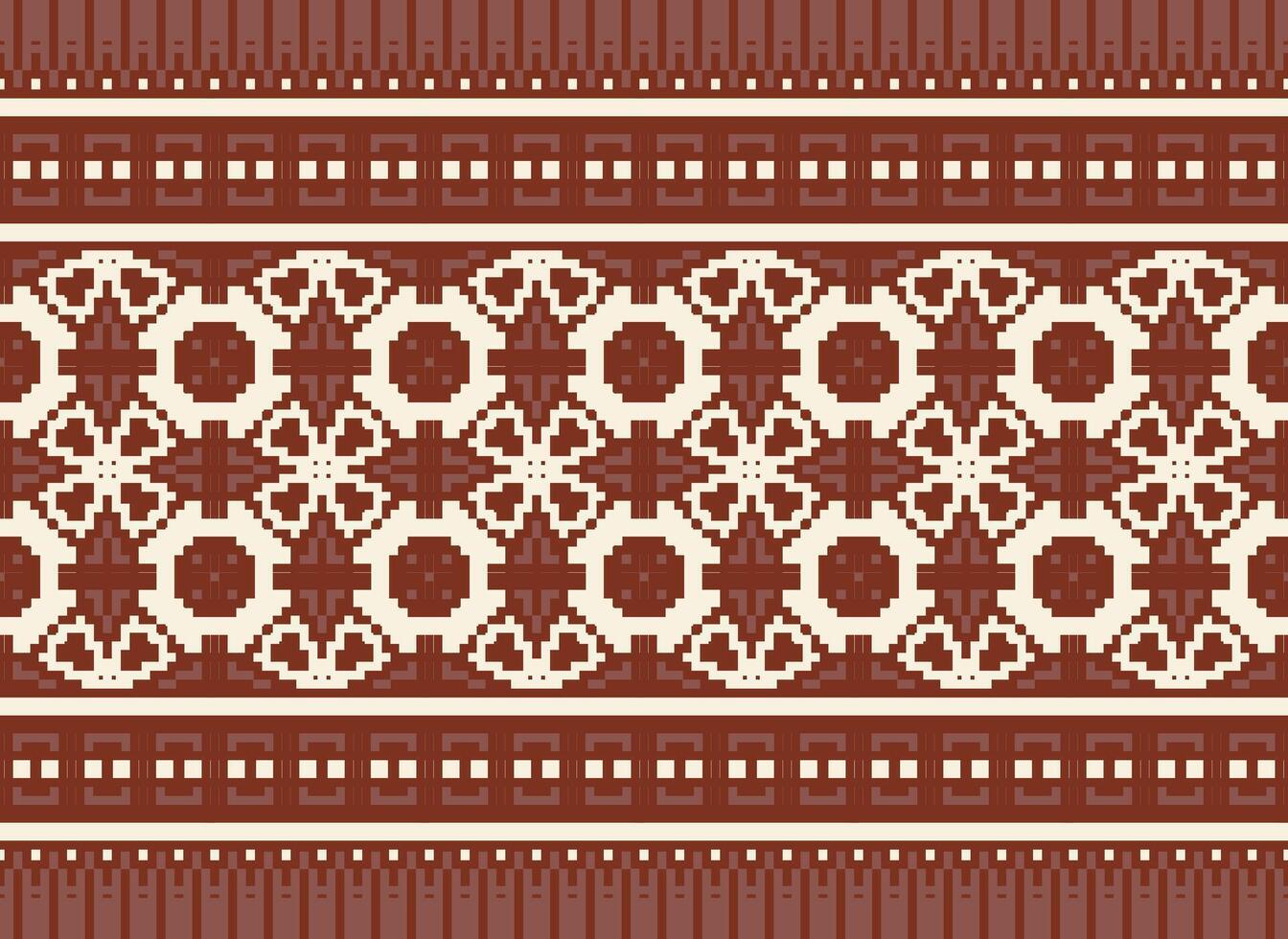 A Floral pixel art pattern on grey background.geometric ethnic oriental embroidery vector illustration. pixel style, abstract background, cross stitch.design for texture, fabric, cloth, scarf, print