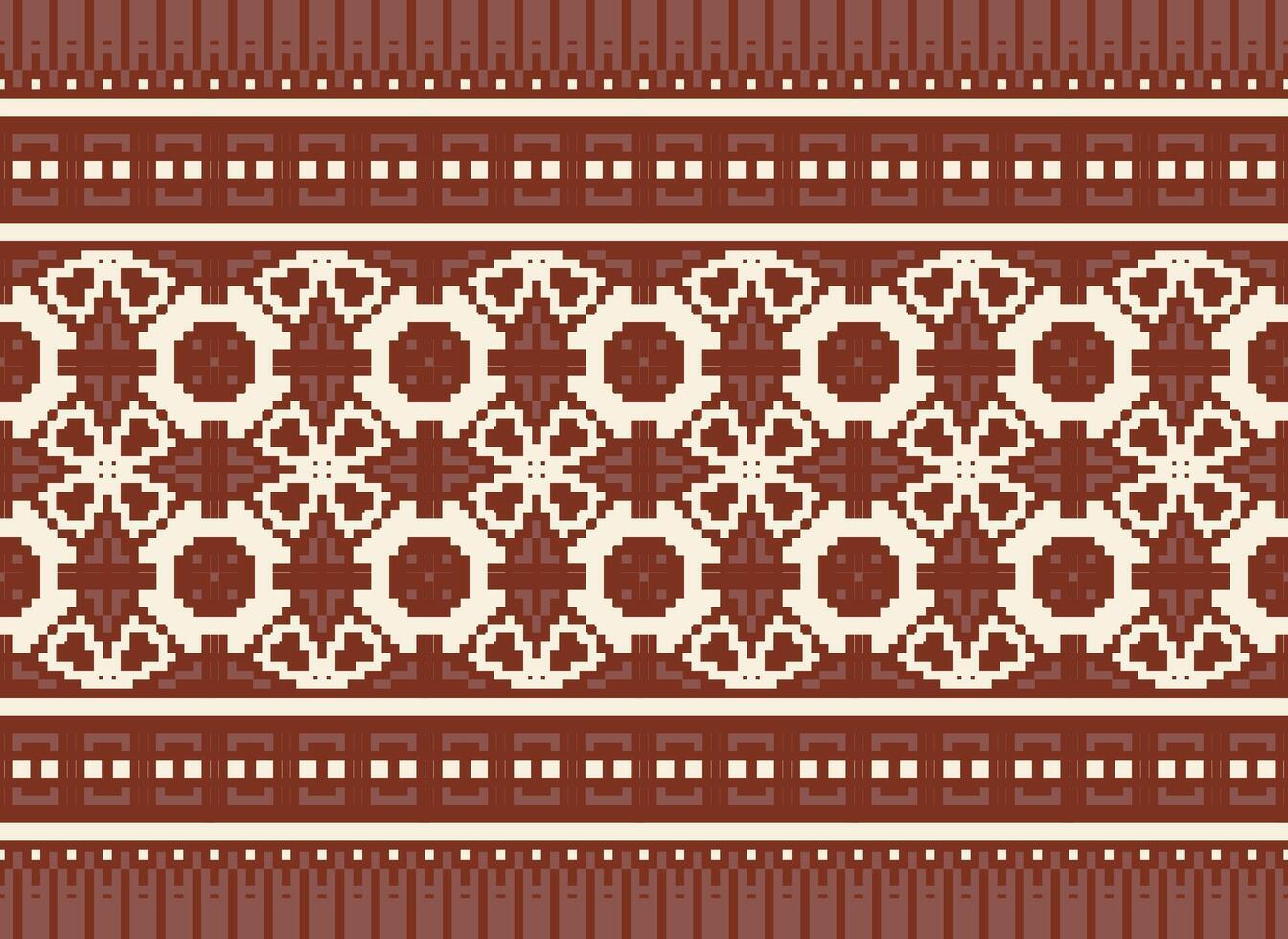 un floral píxel Arte modelo en gris fondo.geometrico étnico oriental bordado vector ilustración. píxel estilo, resumen fondo, cruzar puntada.diseño para textura, tela, paño, bufanda, impresión