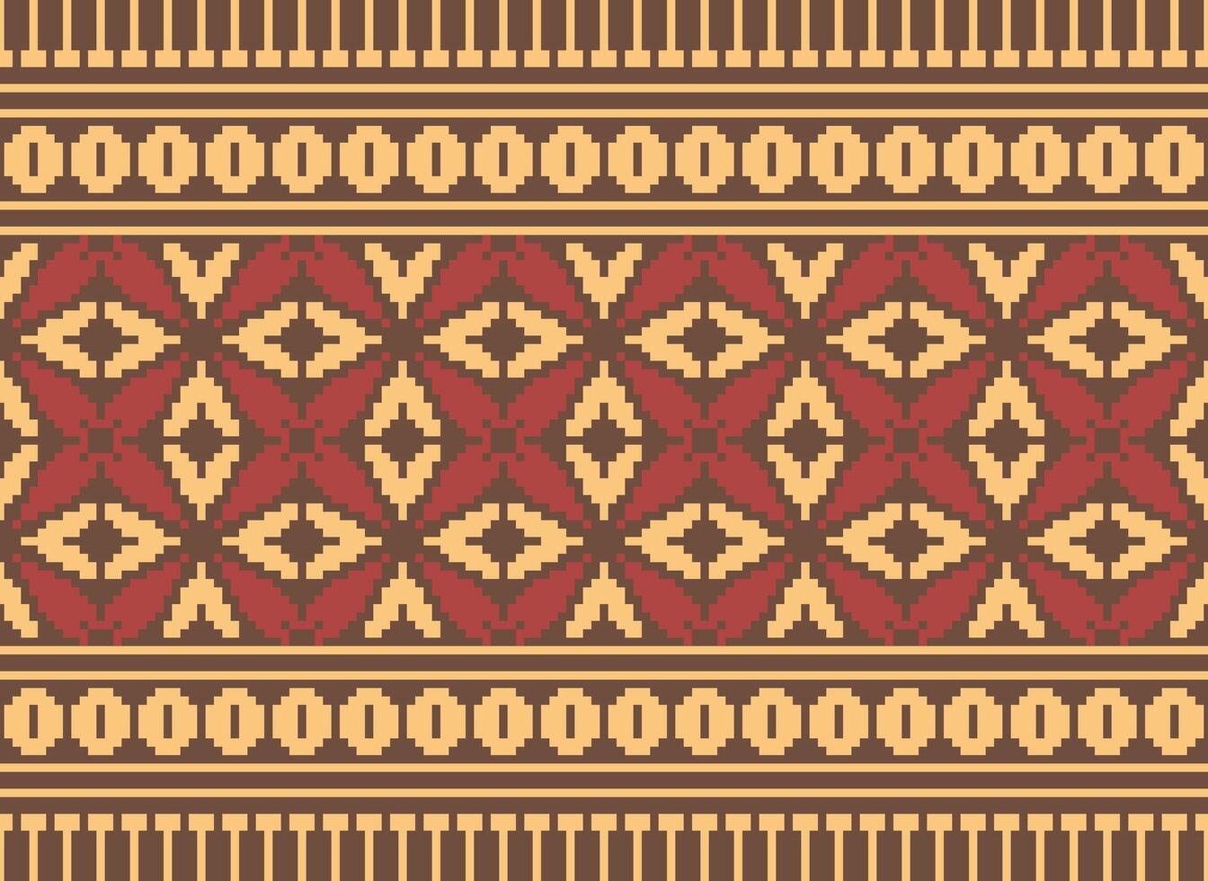 A Floral pixel art pattern on grey background.geometric ethnic oriental embroidery vector illustration. pixel style, abstract background, cross stitch.design for texture, fabric, cloth, scarf, print