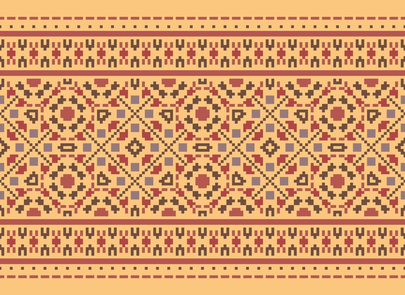 Pixel Ethnic pattern vector background. seamless pattern traditional, Design for background, wallpaper, Batik, fabric, carpet, clothing, wrapping, and textile.ethnic pattern Vector illustration.