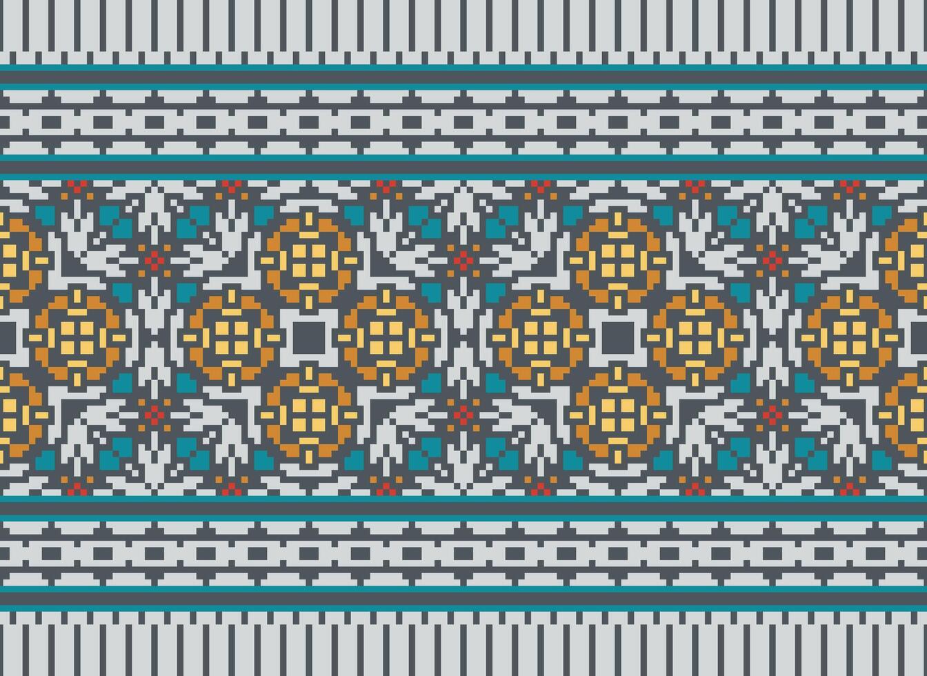 Geometric patterns of modern stylish texture. Borders in the form of a pixel ornament for embroidery, ceramic tiles and textile interior design elements. Seamless illustration vector