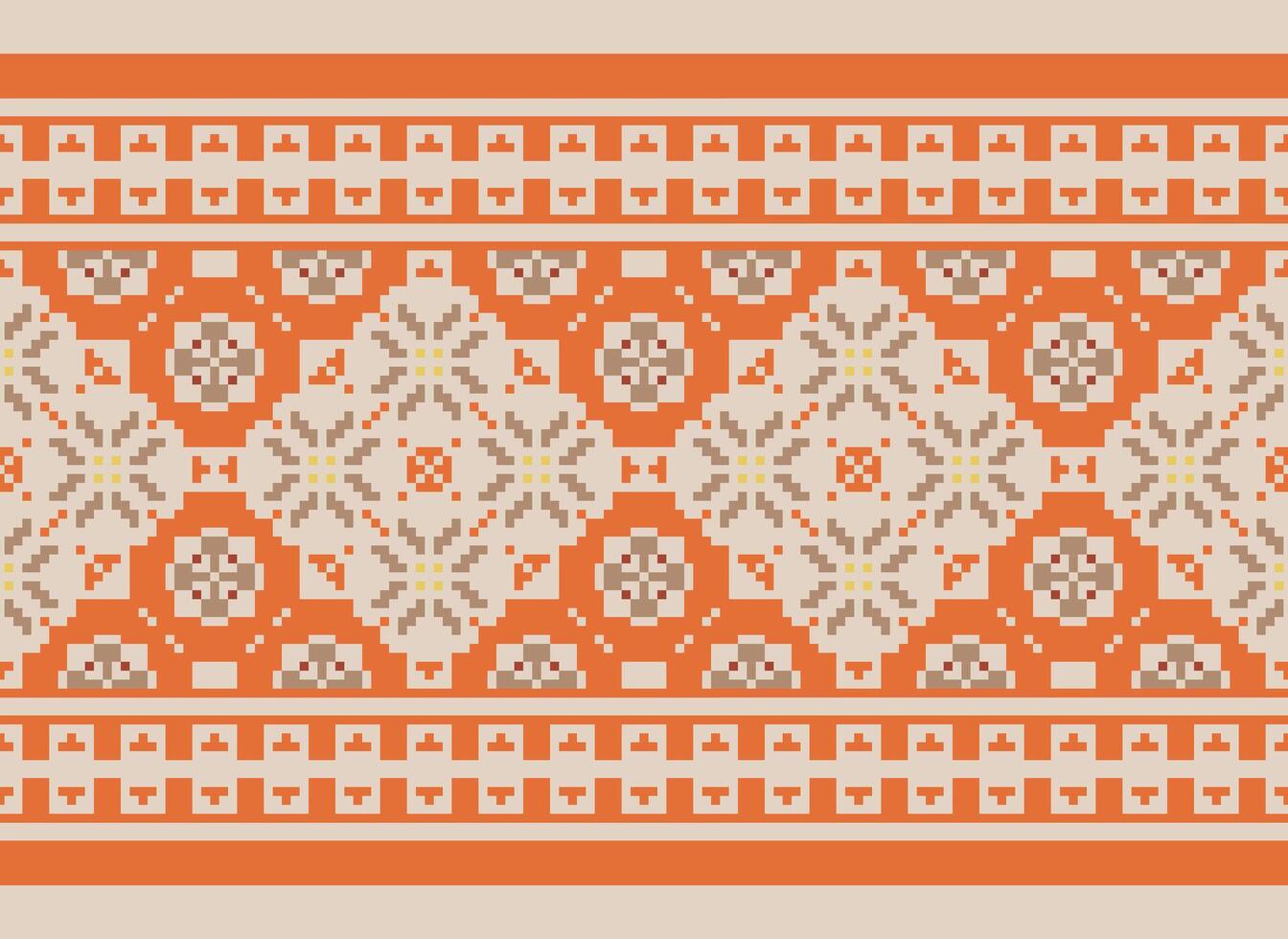 Pixel Ethnic pattern vector background. seamless pattern traditional, Design for background, wallpaper, Batik, fabric, carpet, clothing, wrapping, and textile.ethnic pattern Vector illustration.
