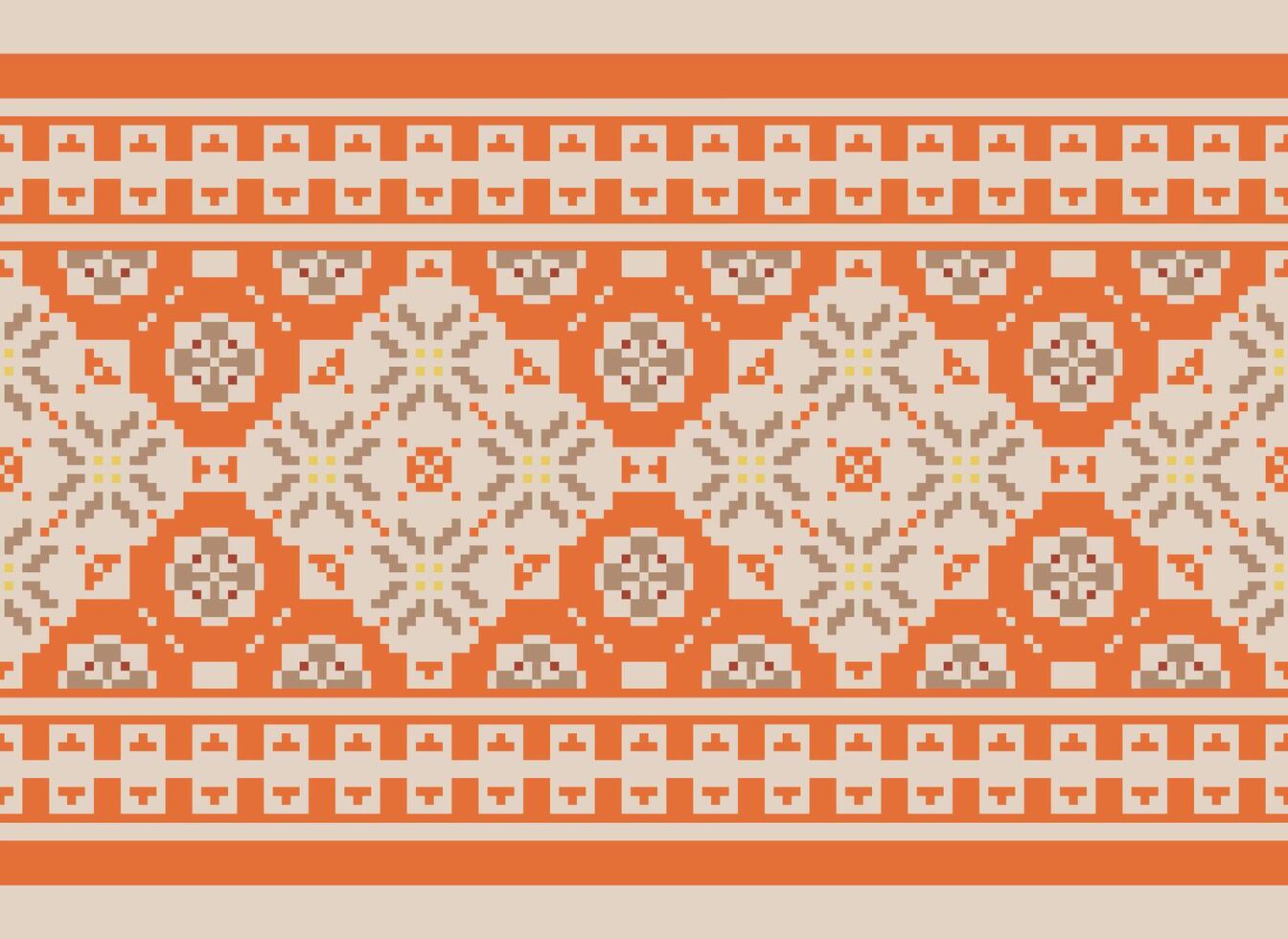 Pixel Ethnic pattern vector background. seamless pattern traditional, Design for background, wallpaper, Batik, fabric, carpet, clothing, wrapping, and textile.ethnic pattern Vector illustration.