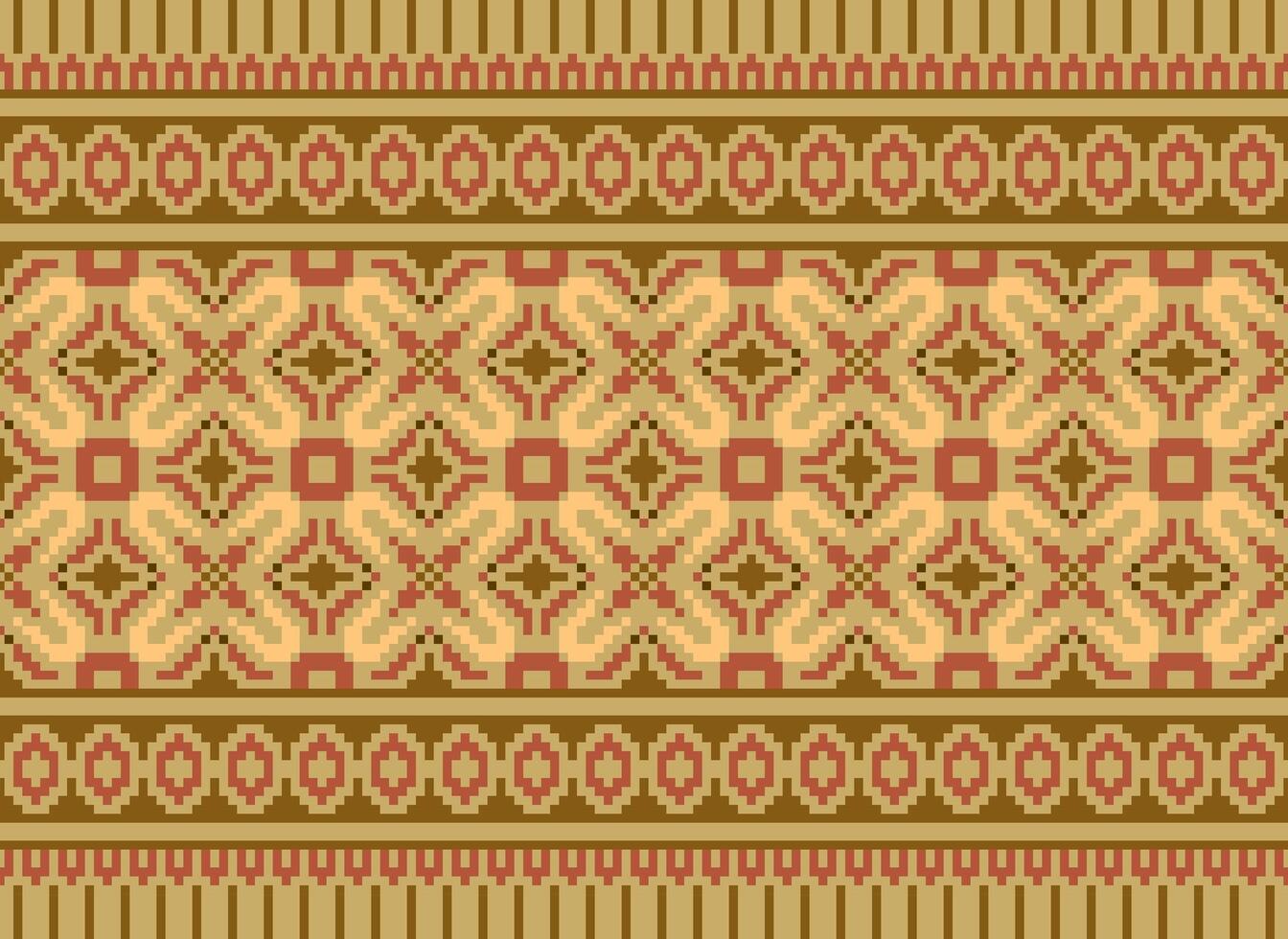 cruzar puntada borde. bordado cruzar puntada. étnico patrones. geométrico étnico indio modelo. nativo étnico patrón.textura textil tela ropa prendas de punto impresión. píxel horizontal sin costura vector. vector