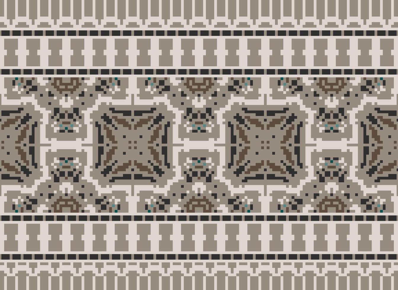 Cross Stitch Border. Embroidery Cross Stitch. Ethnic Patterns. Geometric Ethnic Indian pattern. Native Ethnic pattern.Texture Textile Fabric Clothing Knitwear print. Pixel Horizontal Seamless Vector. vector