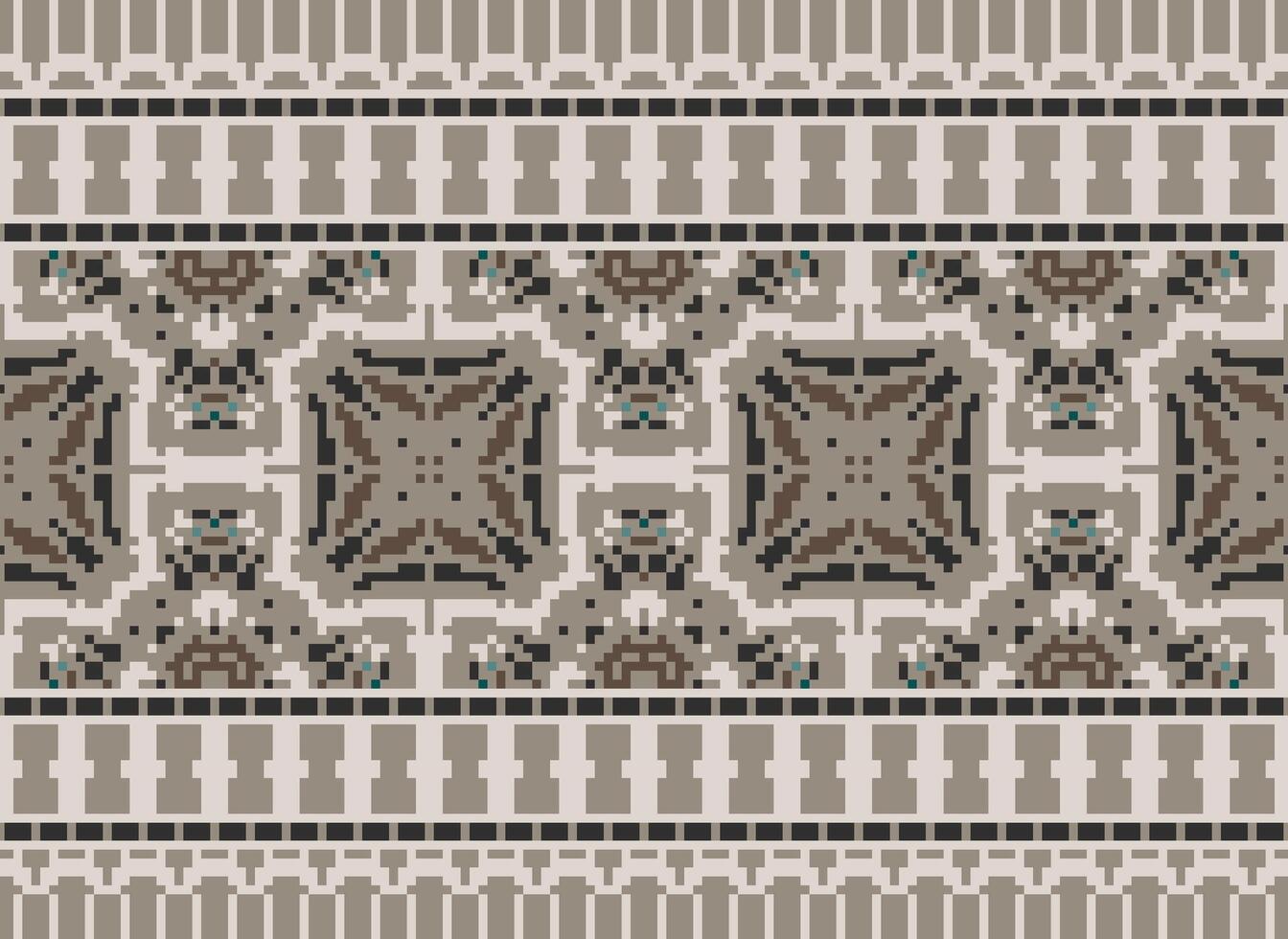 Cross Stitch Border. Embroidery Cross Stitch. Ethnic Patterns. Geometric Ethnic Indian pattern. Native Ethnic pattern.Texture Textile Fabric Clothing Knitwear print. Pixel Horizontal Seamless Vector. vector