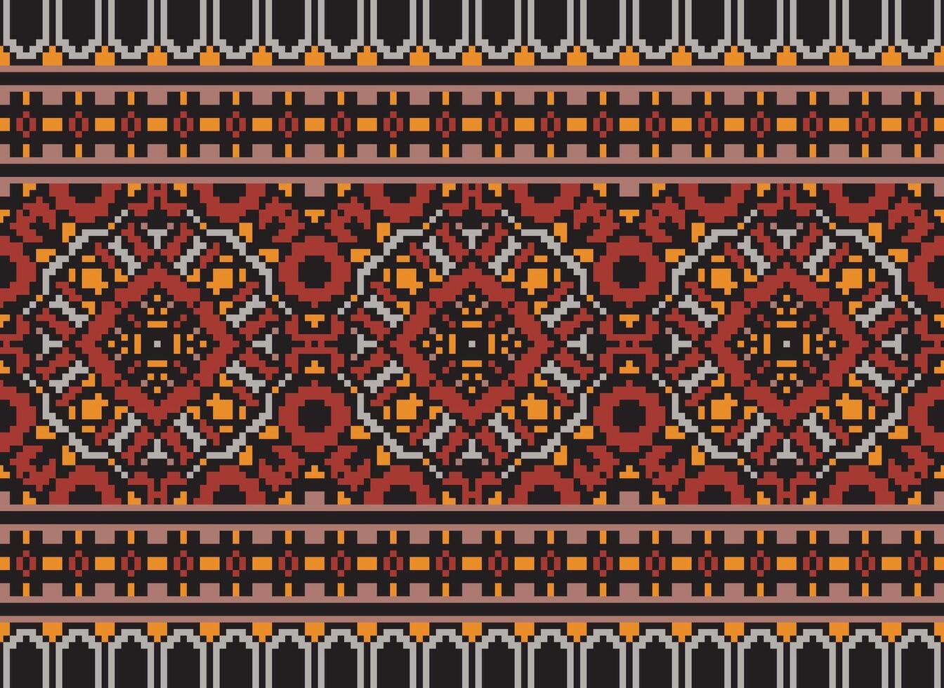 Ukrainian, Belarusian folk art vector seamless pattern in red and black, inpisred by traditional embroidery Vyshyvanka