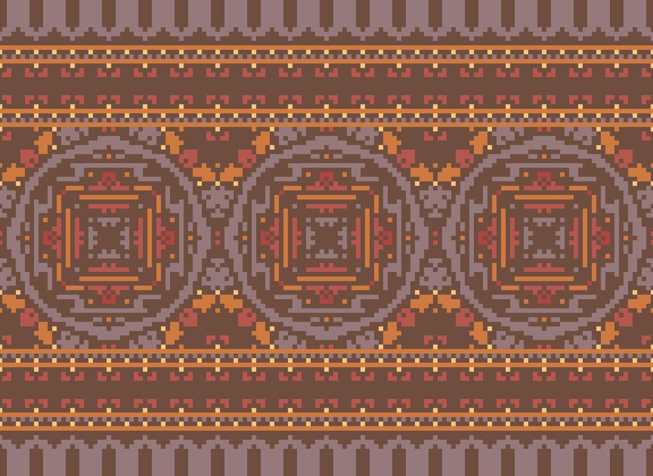 Ethnic geometric fabric pattern Cross Stitch.Ikat embroidery Ethnic oriental Pixel pattern blue background. Abstract,vector,illustration. Texture,clothing,frame,decoration,motifs,silk wallpaper. vector
