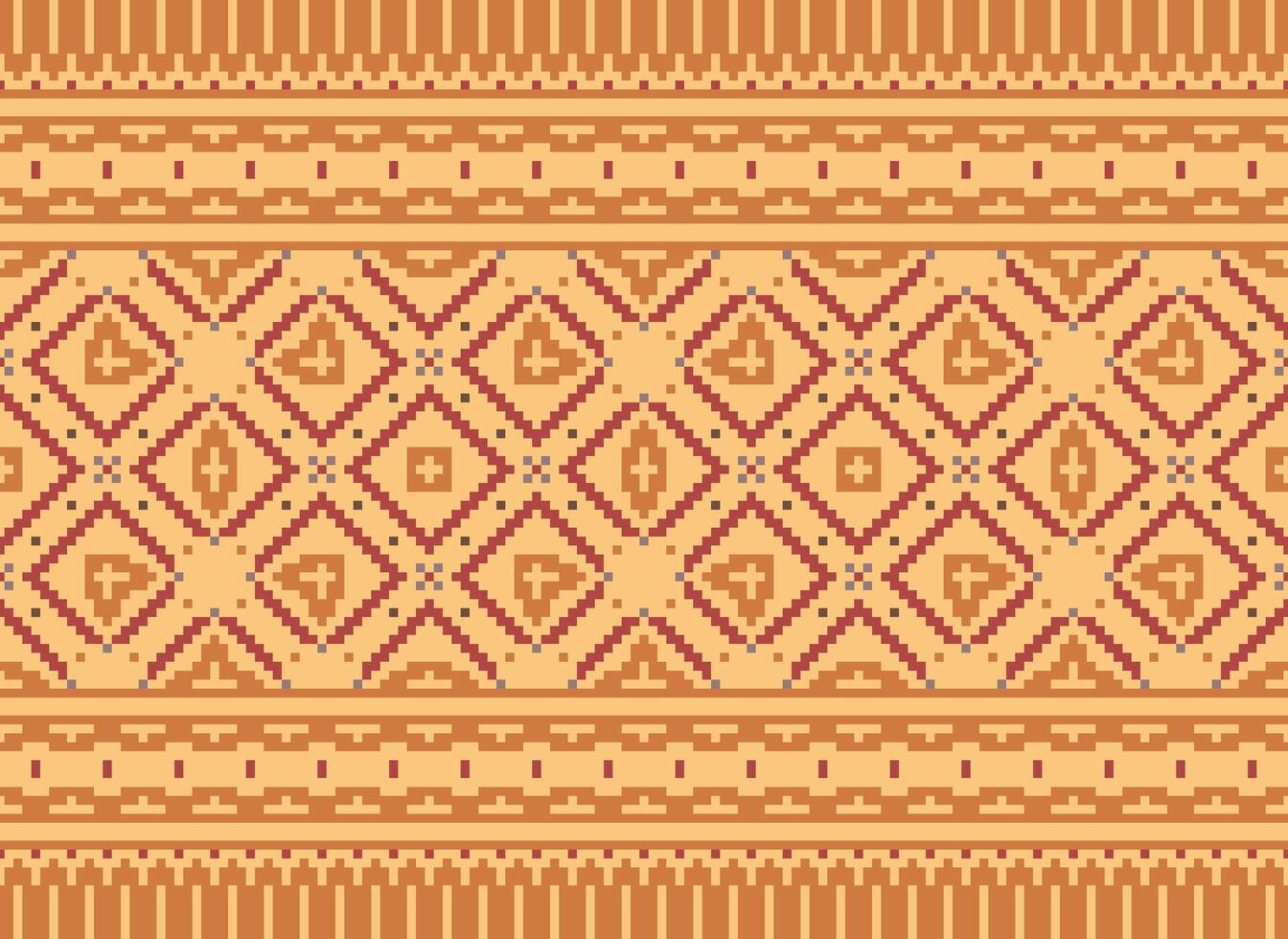 Pixel Ethnic pattern vector background. seamless pattern traditional, Design for background, wallpaper, Batik, fabric, carpet, clothing, wrapping, and textile.ethnic pattern Vector illustration.
