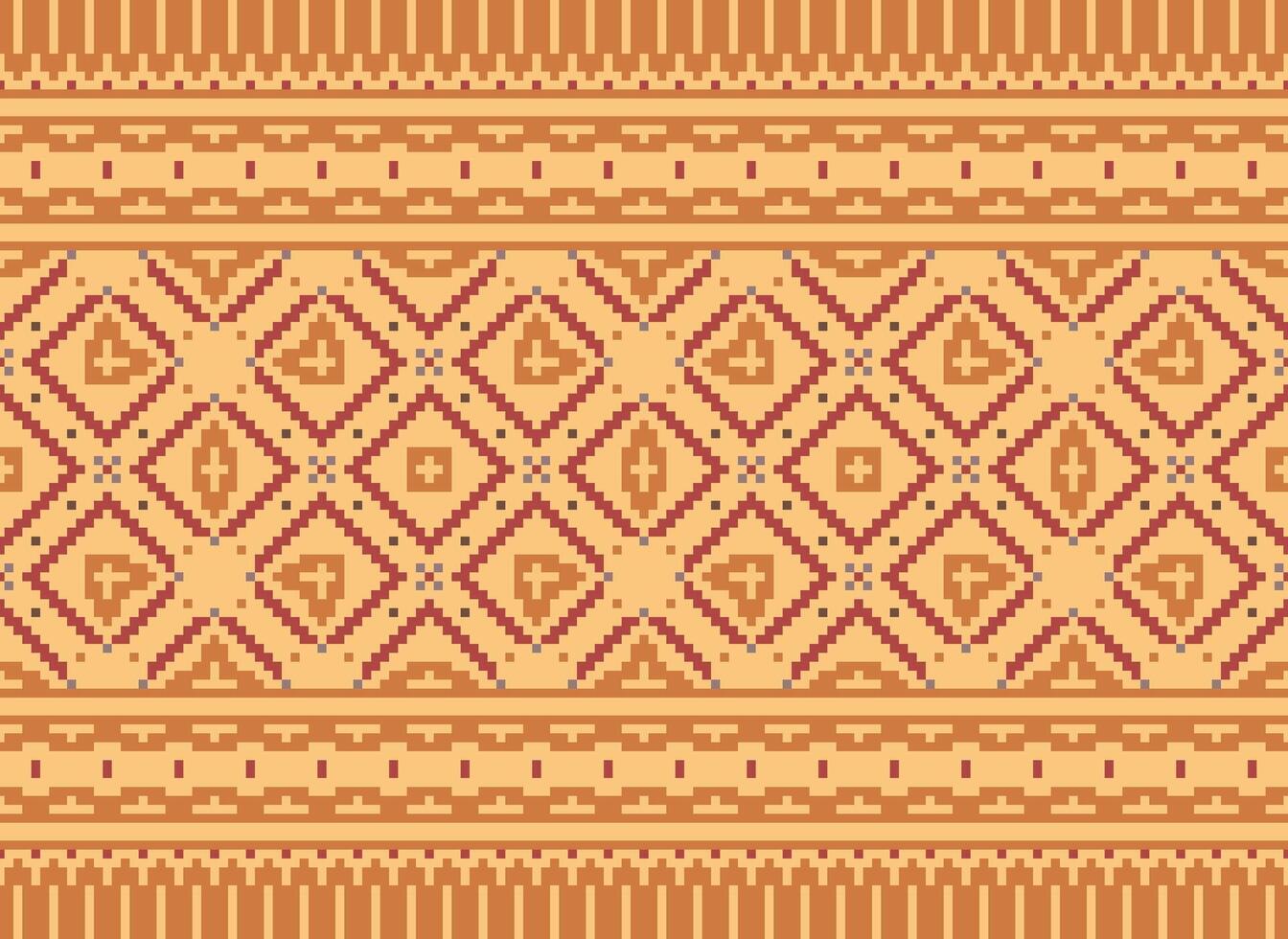 Pixel Ethnic pattern vector background. seamless pattern traditional, Design for background, wallpaper, Batik, fabric, carpet, clothing, wrapping, and textile.ethnic pattern Vector illustration.