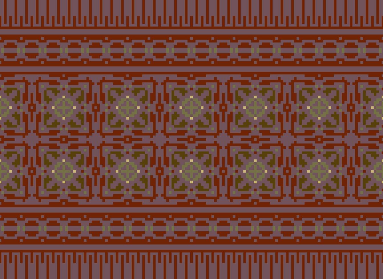 Cross Stitch pattern with Floral Designs. Traditional cross stitch needlework. Geometric Ethnic pattern, Embroidery, Textile ornamentation, fabric, Hand stitched pattern, Cultural stitching pixel art. vector