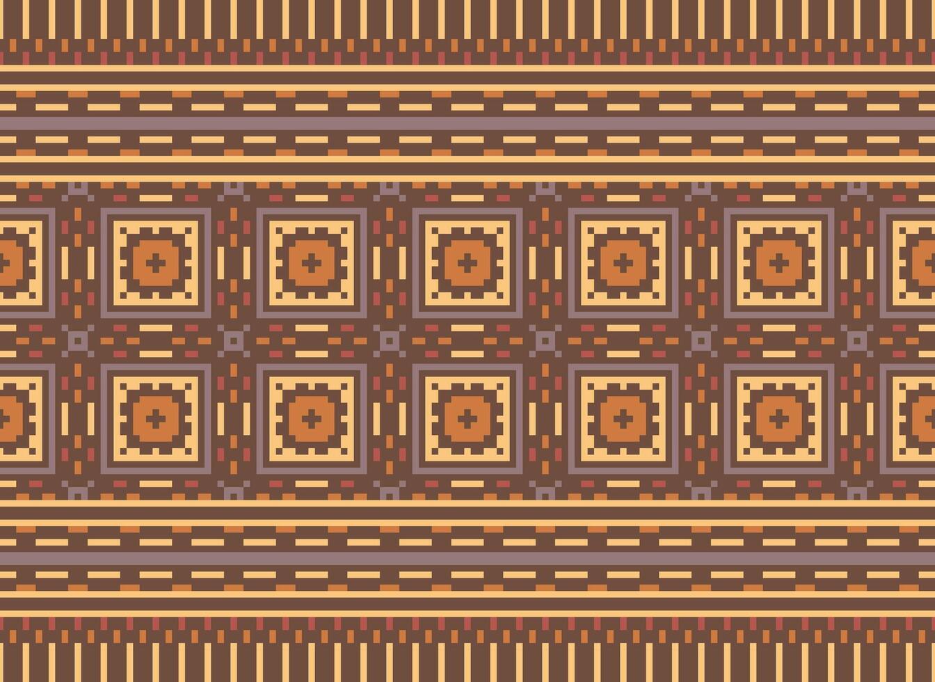 A Floral pixel art pattern on grey background.geometric ethnic oriental embroidery vector illustration. pixel style, abstract background, cross stitch.design for texture, fabric, cloth, scarf, print