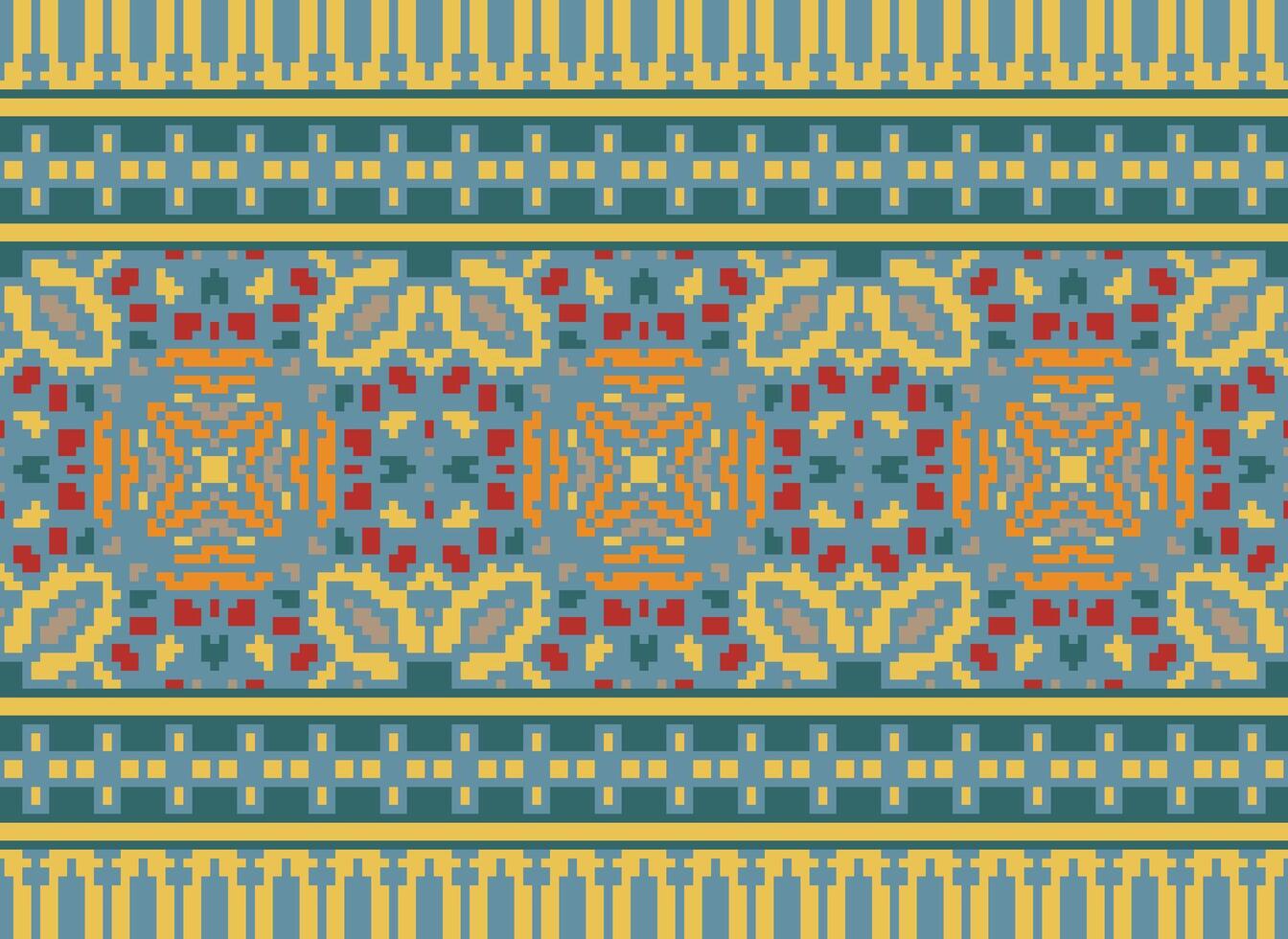 cruzar puntada bordado. étnico patrones. nativo estilo. tradicional diseño para textura, textil, tela, ropa, prendas de punto, impresión. geométrico píxel horizontal sin costura vector. vector