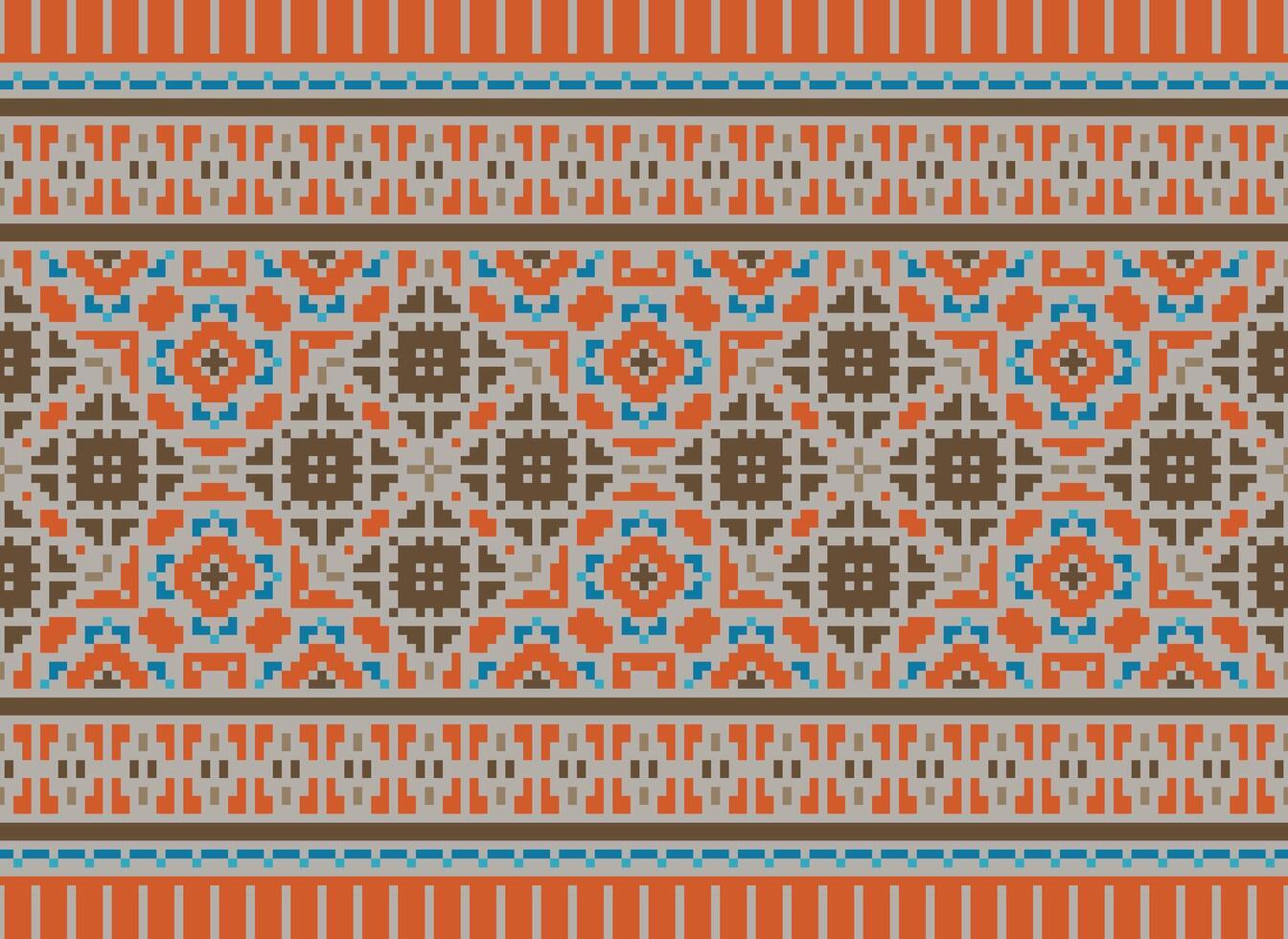 Geometric patterns of modern stylish texture. Borders in the form of a pixel ornament for embroidery, ceramic tiles and textile interior design elements. Seamless illustration vector