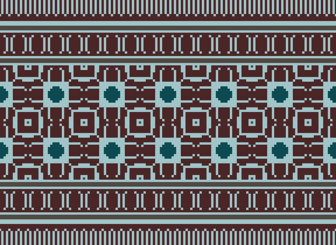 A Floral pixel art pattern on grey background.geometric ethnic oriental embroidery vector illustration. pixel style, abstract background, cross stitch.design for texture, fabric, cloth, scarf, print