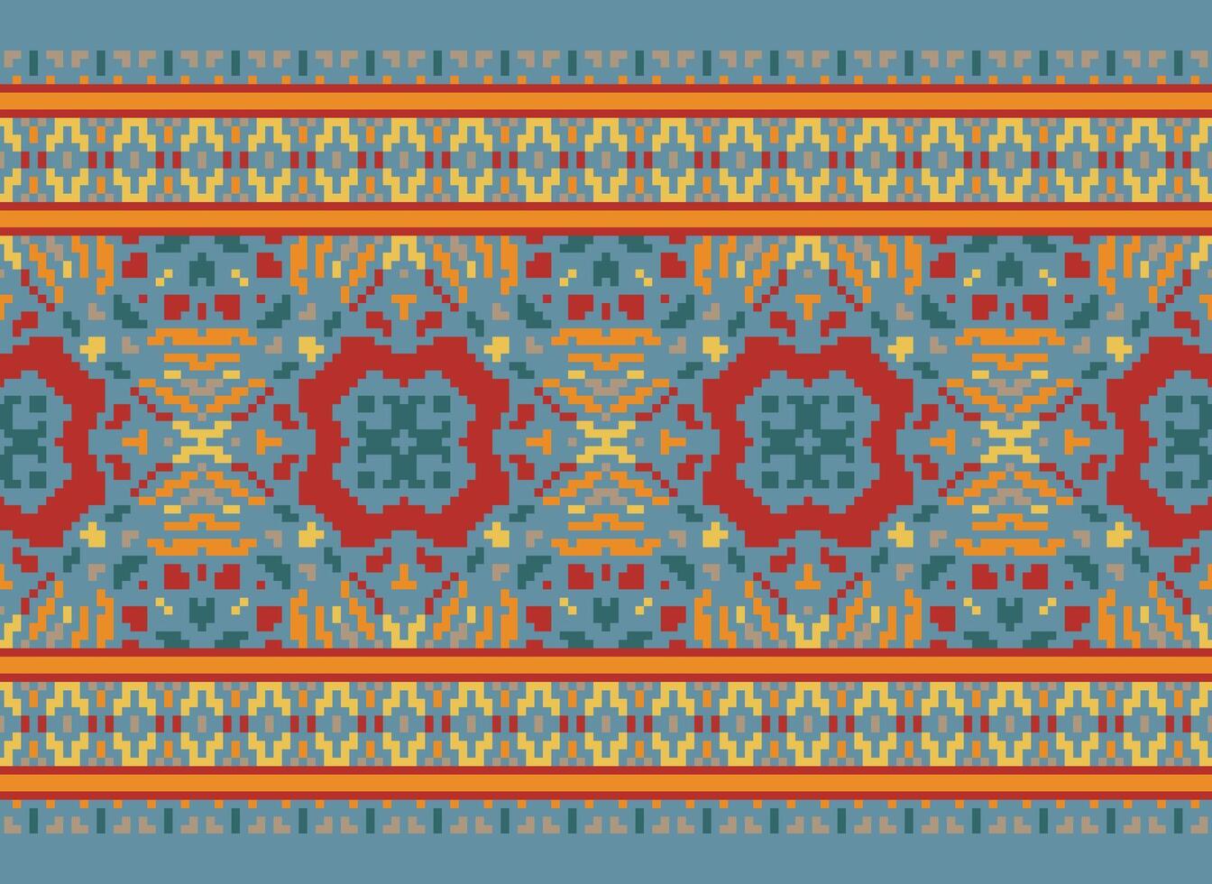 píxel étnico modelo vector antecedentes. sin costura modelo tradicional, diseño para fondo, fondo de pantalla, batik, tela, alfombra, ropa, envase, y textil.étnico modelo vector ilustración.