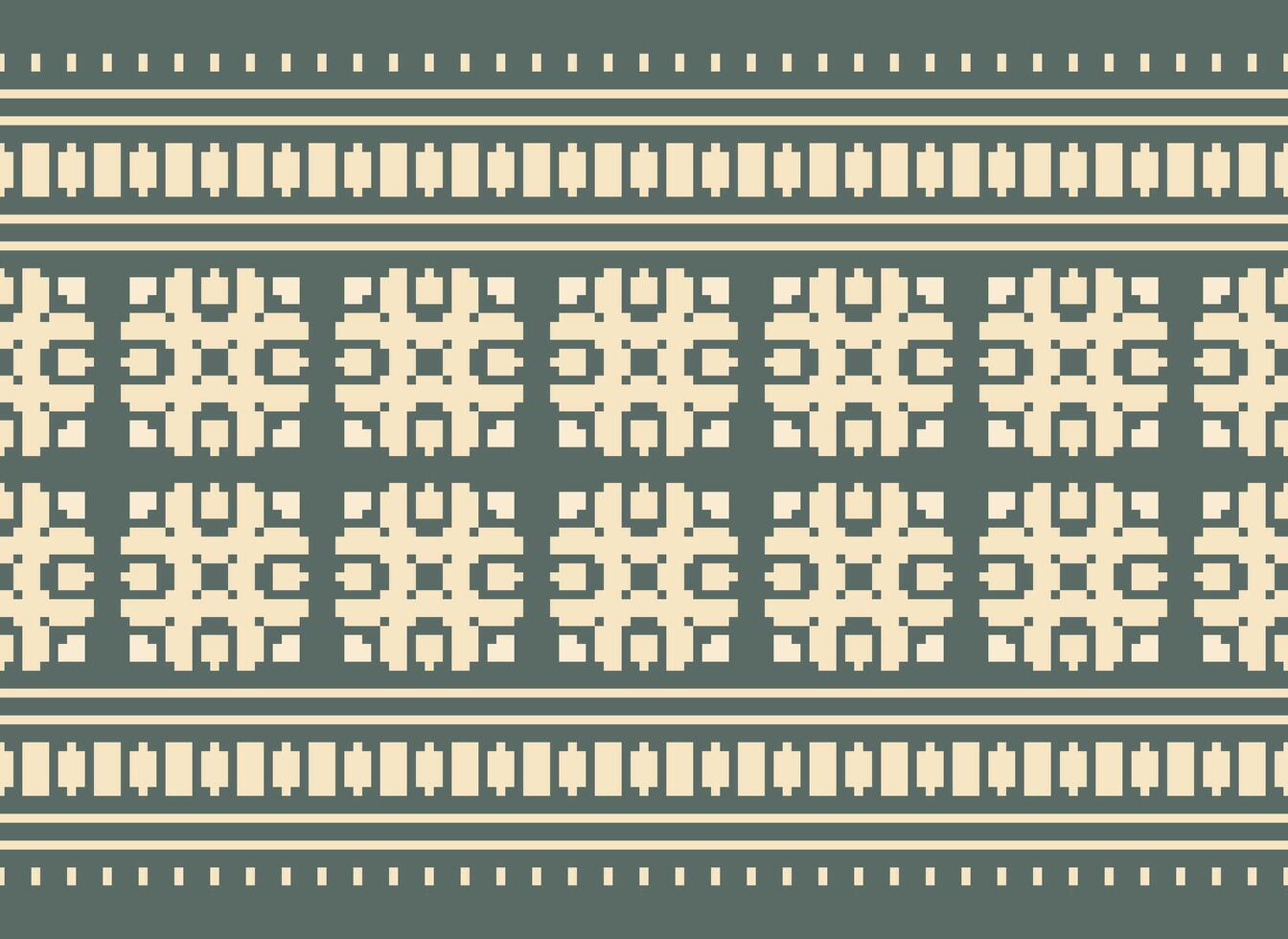 Pixel Cross Stitch pattern with Floral Designs. Traditional cross stitch needlework. Geometric Ethnic pattern, Embroidery, Textile ornamentation, fabric, Hand stitched pattern, Cultural stitching vector