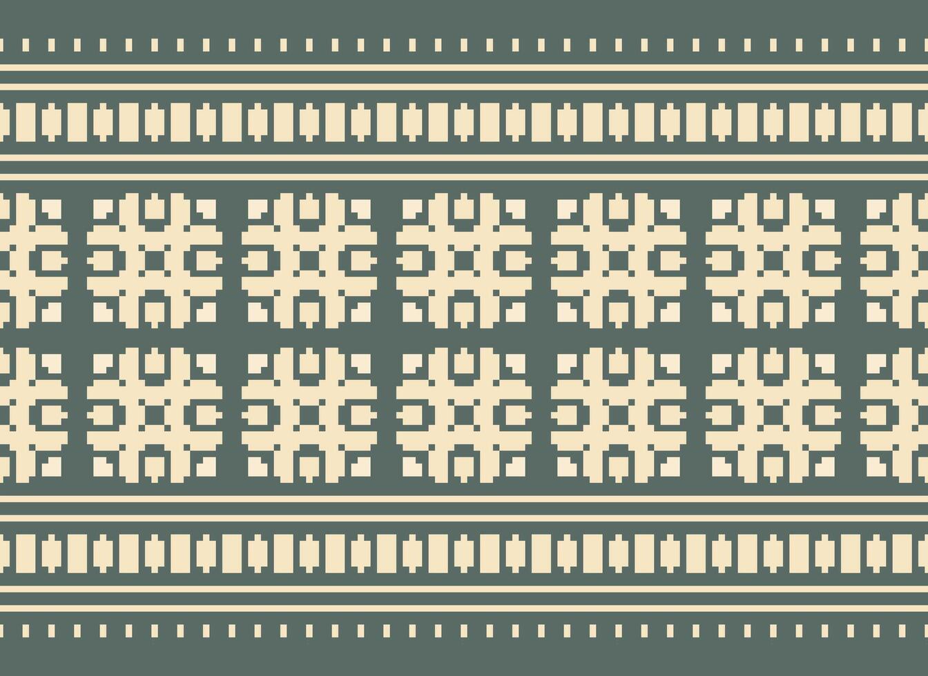 Pixel Cross Stitch pattern with Floral Designs. Traditional cross stitch needlework. Geometric Ethnic pattern, Embroidery, Textile ornamentation, fabric, Hand stitched pattern, Cultural stitching vector