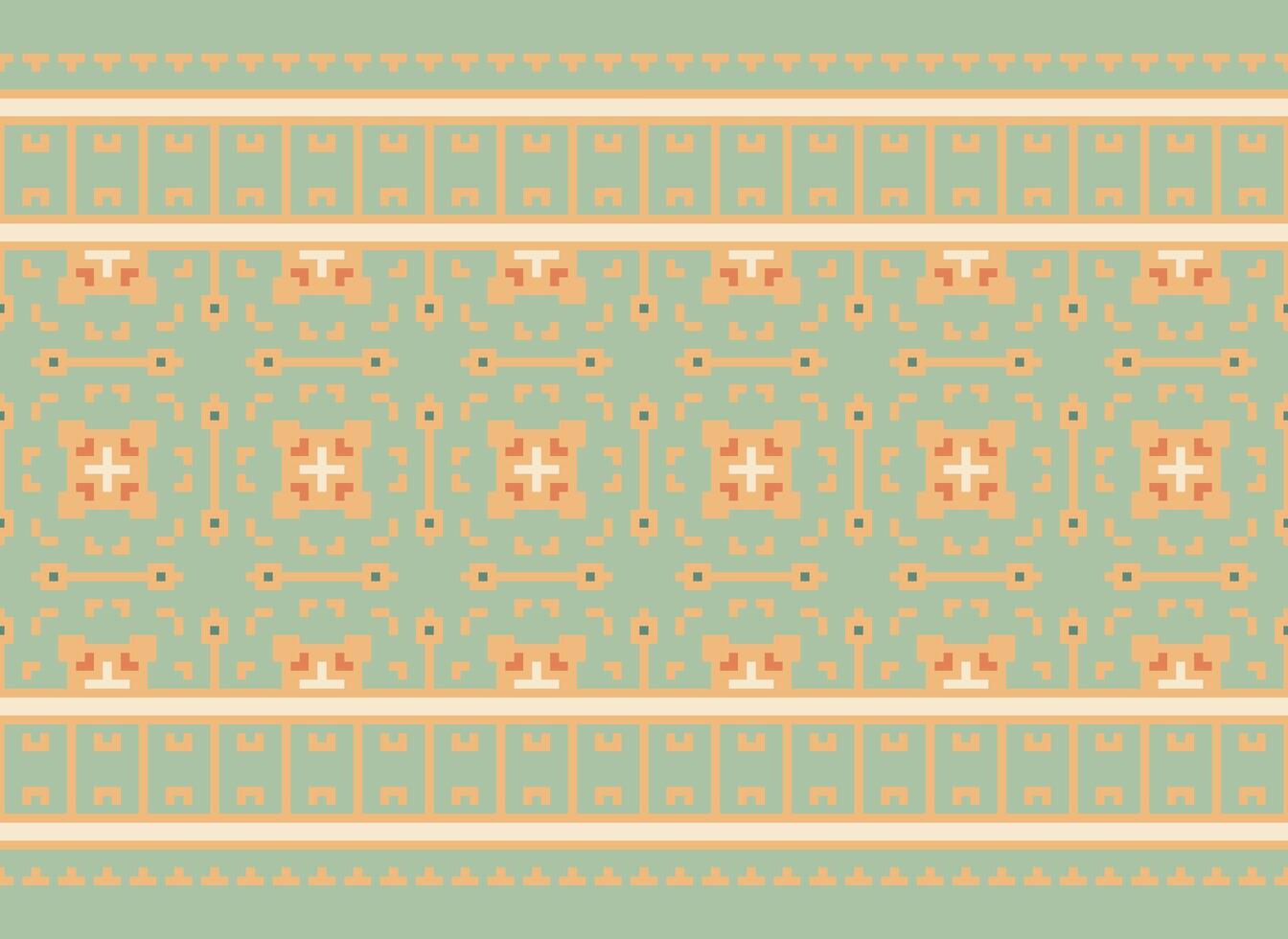 Pixel Embroidery ethnic pattern, Vector Geometric ornate background, Cross stitch retro zigzag style, pattern knitting continuous, Design for textile, fabric, ceramic, digital print