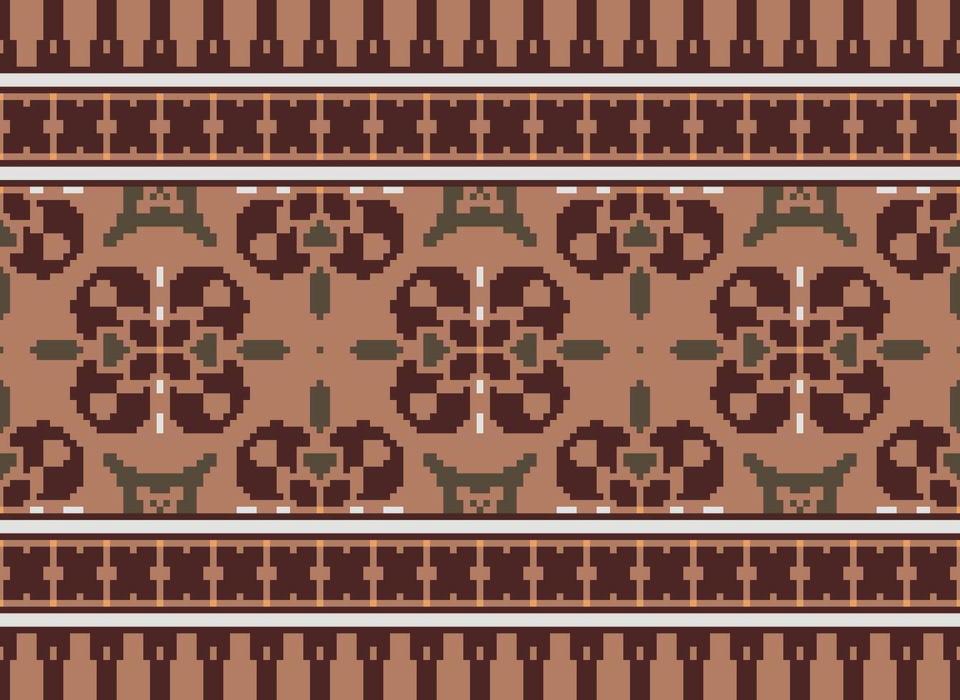 Pixel Embroidery ethnic pattern, Vector Geometric ornate background, Cross stitch retro zigzag style, pattern knitting continuous, Design for textile, fabric, ceramic, digital print