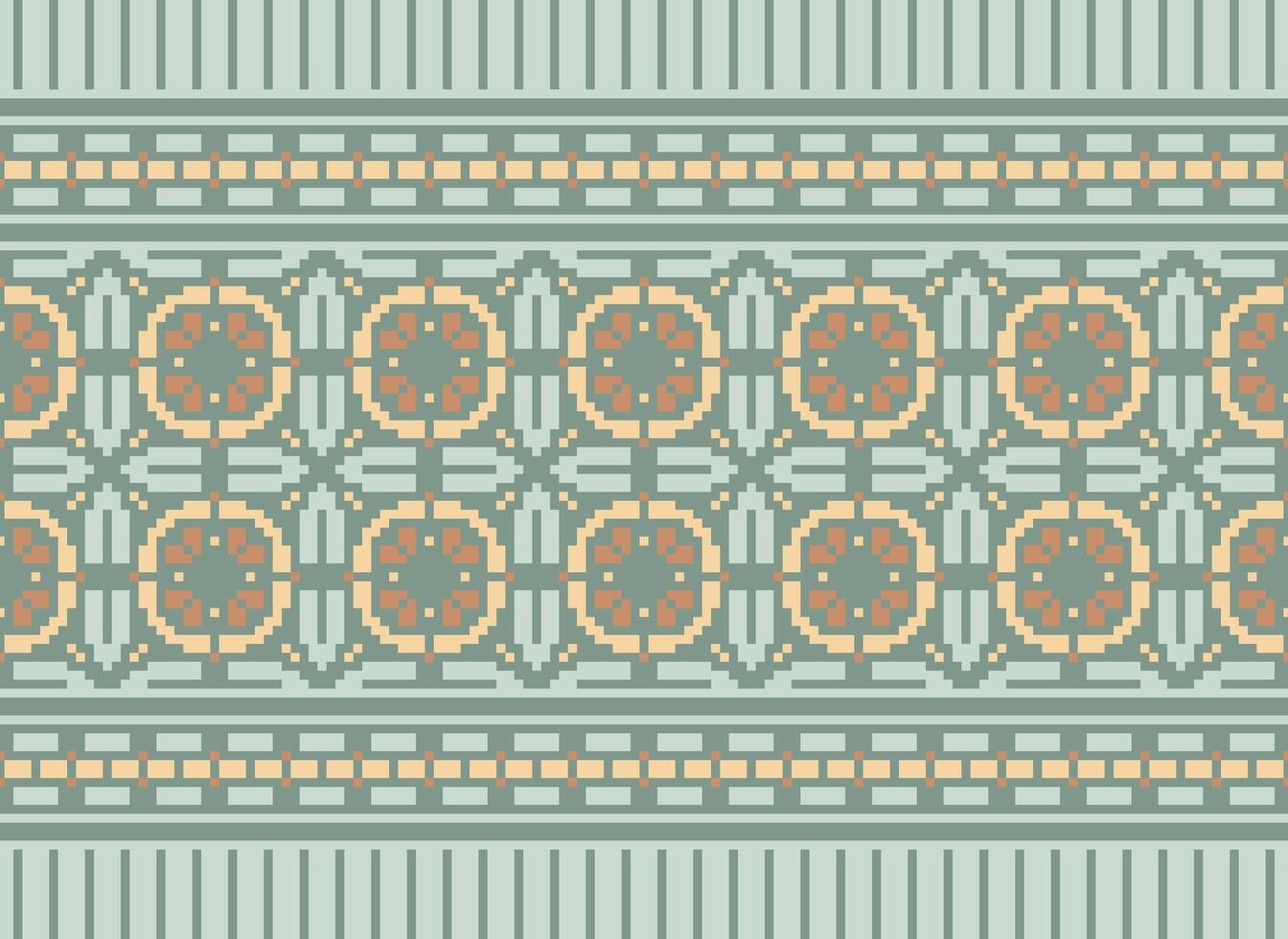 un floral píxel Arte modelo en gris fondo.geometrico étnico oriental bordado vector ilustración. píxel estilo, resumen fondo, cruzar puntada.diseño para textura, tela, paño, bufanda, impresión