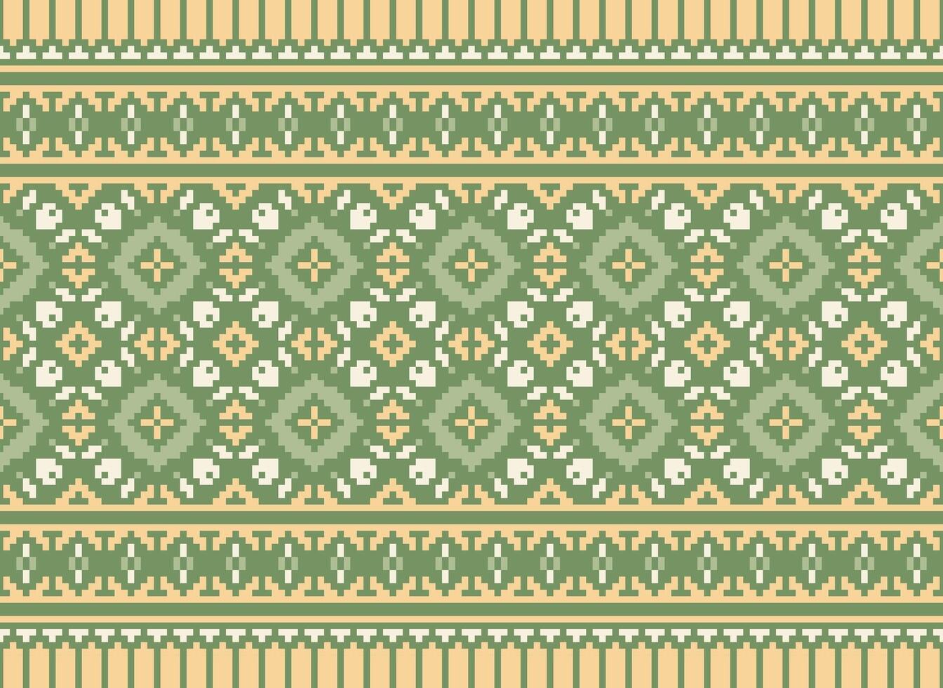 A Floral pixel art pattern on grey background.geometric ethnic oriental embroidery vector illustration. pixel style, abstract background, cross stitch.design for texture, fabric, cloth, scarf, print