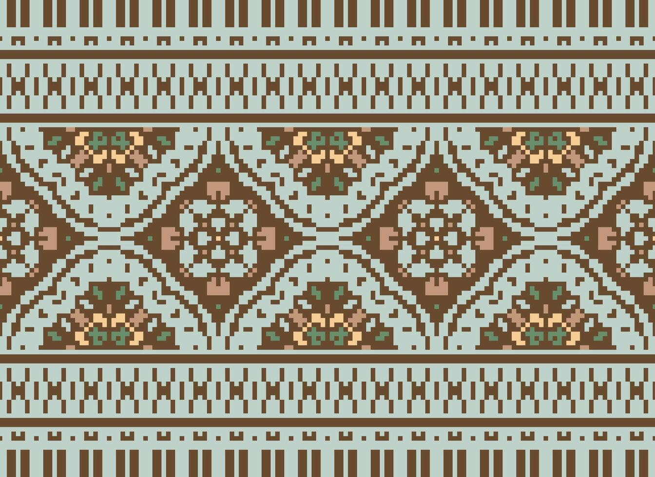 Pixel Embroidery ethnic pattern, Vector Geometric ornate background, Cross stitch retro zigzag style, pattern knitting continuous, Design for textile, fabric, ceramic, digital print