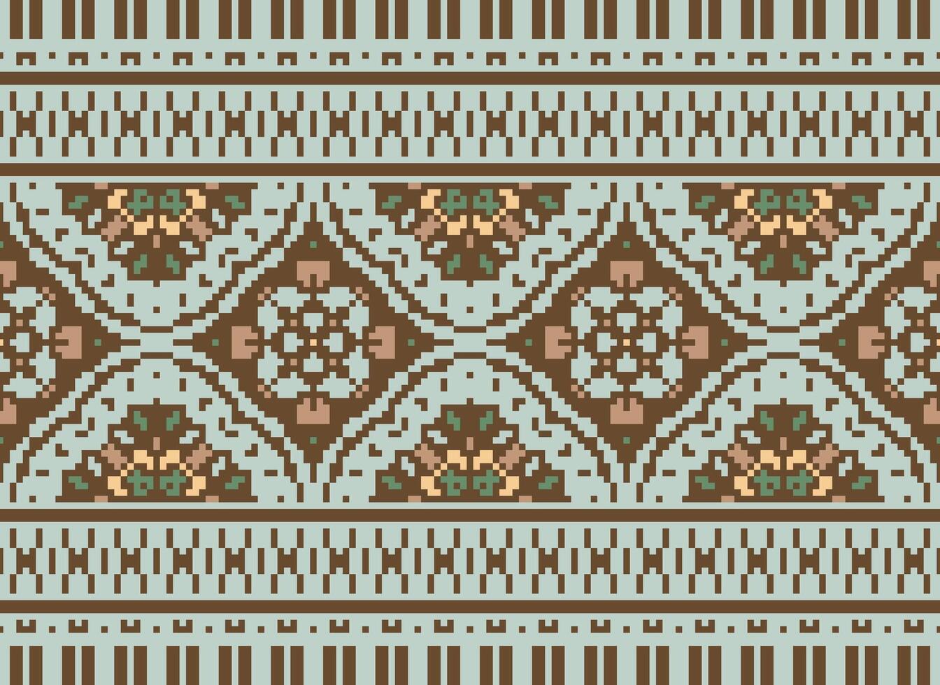 Pixel Embroidery ethnic pattern, Vector Geometric ornate background, Cross stitch retro zigzag style, pattern knitting continuous, Design for textile, fabric, ceramic, digital print