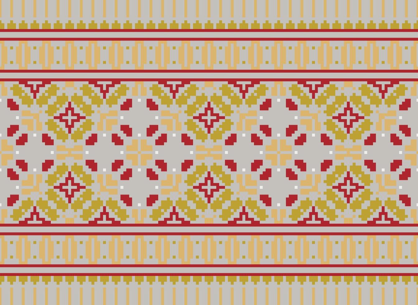 geométrico patrones de moderno elegante textura. fronteras en el formar de un píxel ornamento para bordado, cerámico losas y textil interior diseño elementos. sin costura ilustración vector