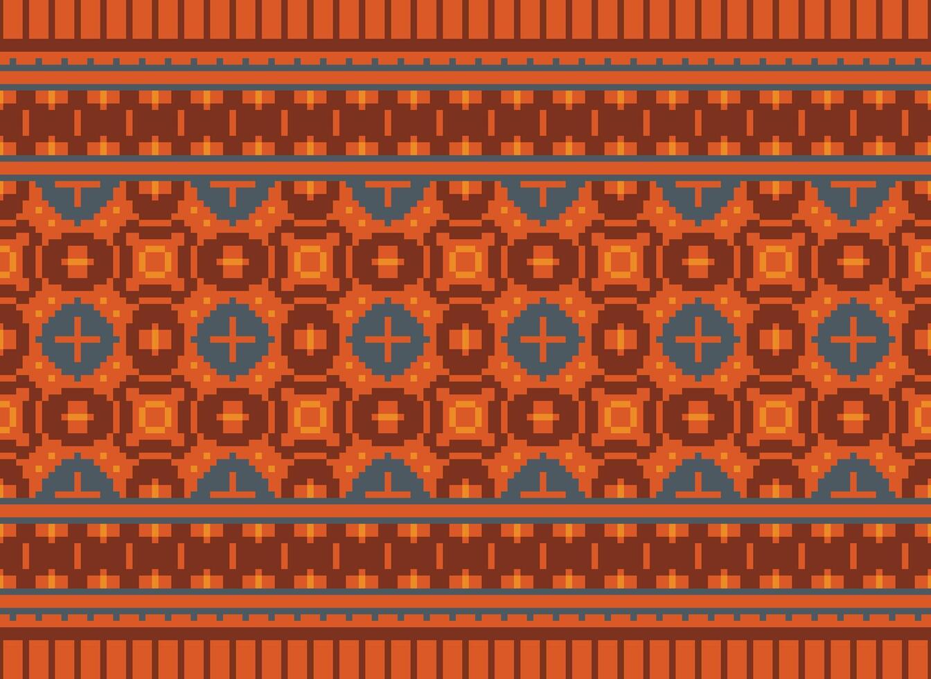 A Floral pixel art pattern on grey background.geometric ethnic oriental embroidery vector illustration. pixel style, abstract background, cross stitch.design for texture, fabric, cloth, scarf, print