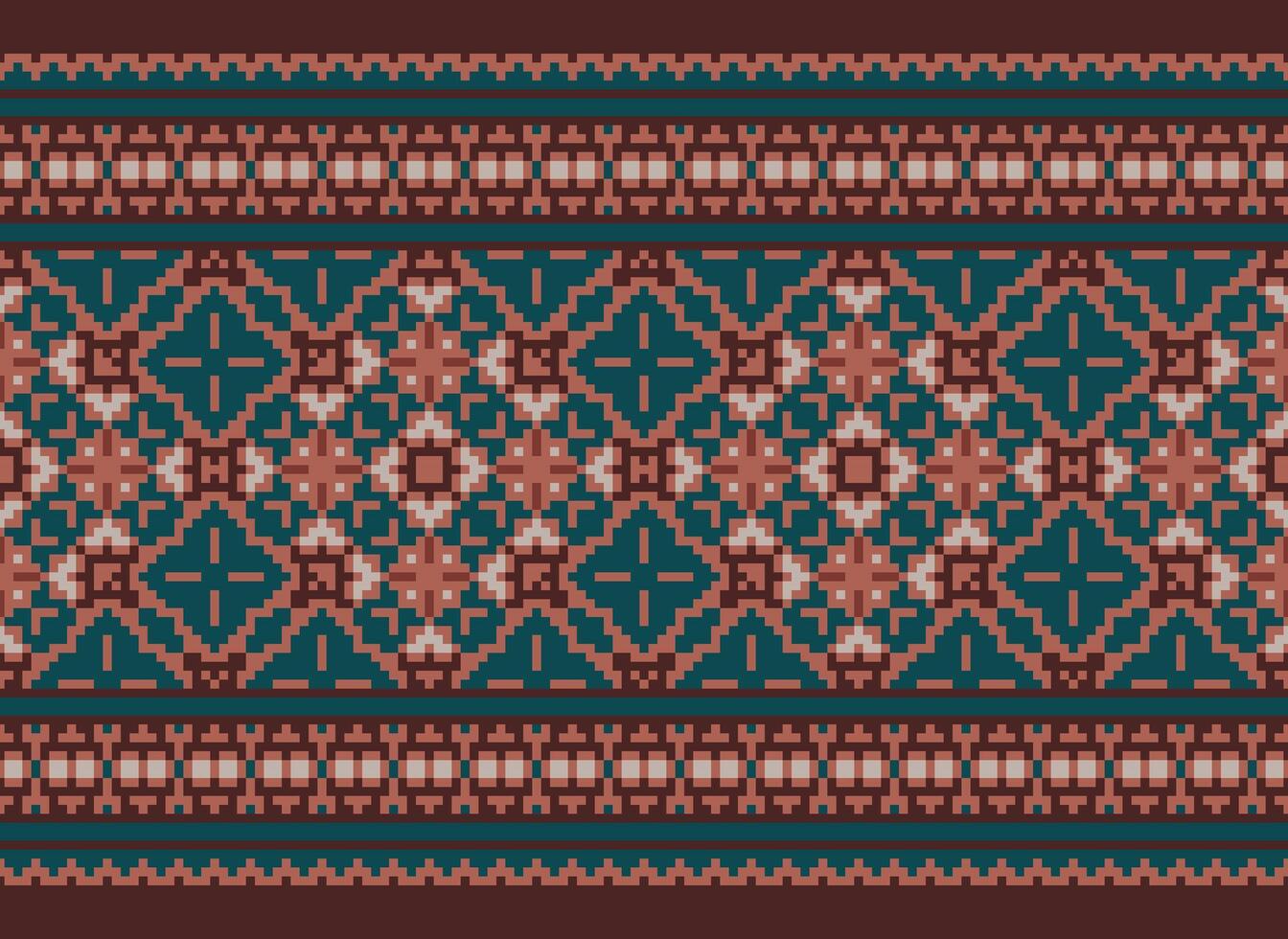 Pixel Ethnic pattern vector background. seamless pattern traditional, Design for background, wallpaper, Batik, fabric, carpet, clothing, wrapping, and textile.ethnic pattern Vector illustration.