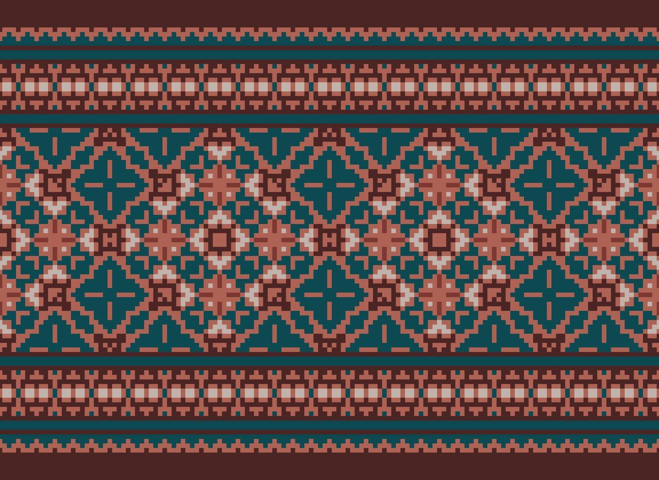 Pixel Ethnic pattern vector background. seamless pattern traditional, Design for background, wallpaper, Batik, fabric, carpet, clothing, wrapping, and textile.ethnic pattern Vector illustration.