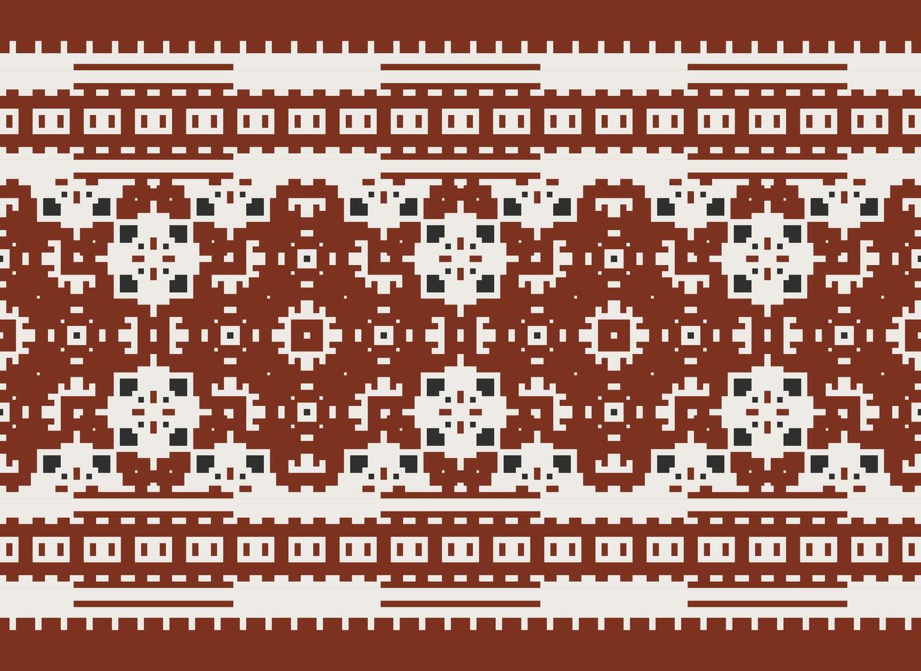 Pixel Cross Stitch pattern with Floral Designs. Traditional cross stitch needlework. Geometric Ethnic pattern, Embroidery, Textile ornamentation, fabric, Hand stitched pattern, Cultural stitching vector