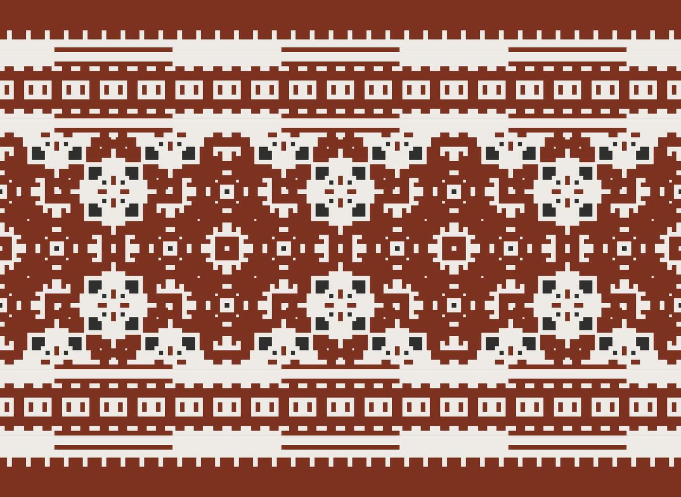 Pixel Cross Stitch pattern with Floral Designs. Traditional cross stitch needlework. Geometric Ethnic pattern, Embroidery, Textile ornamentation, fabric, Hand stitched pattern, Cultural stitching vector