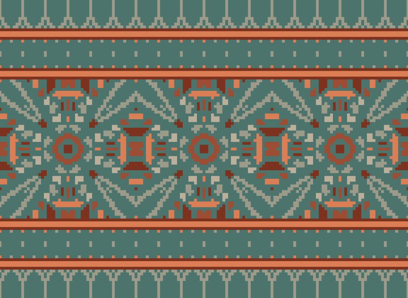 Pixel Ukrainian, Belarusian folk art vector seamless pattern in red and black, inpisred by traditional embroidery Vyshyvanka