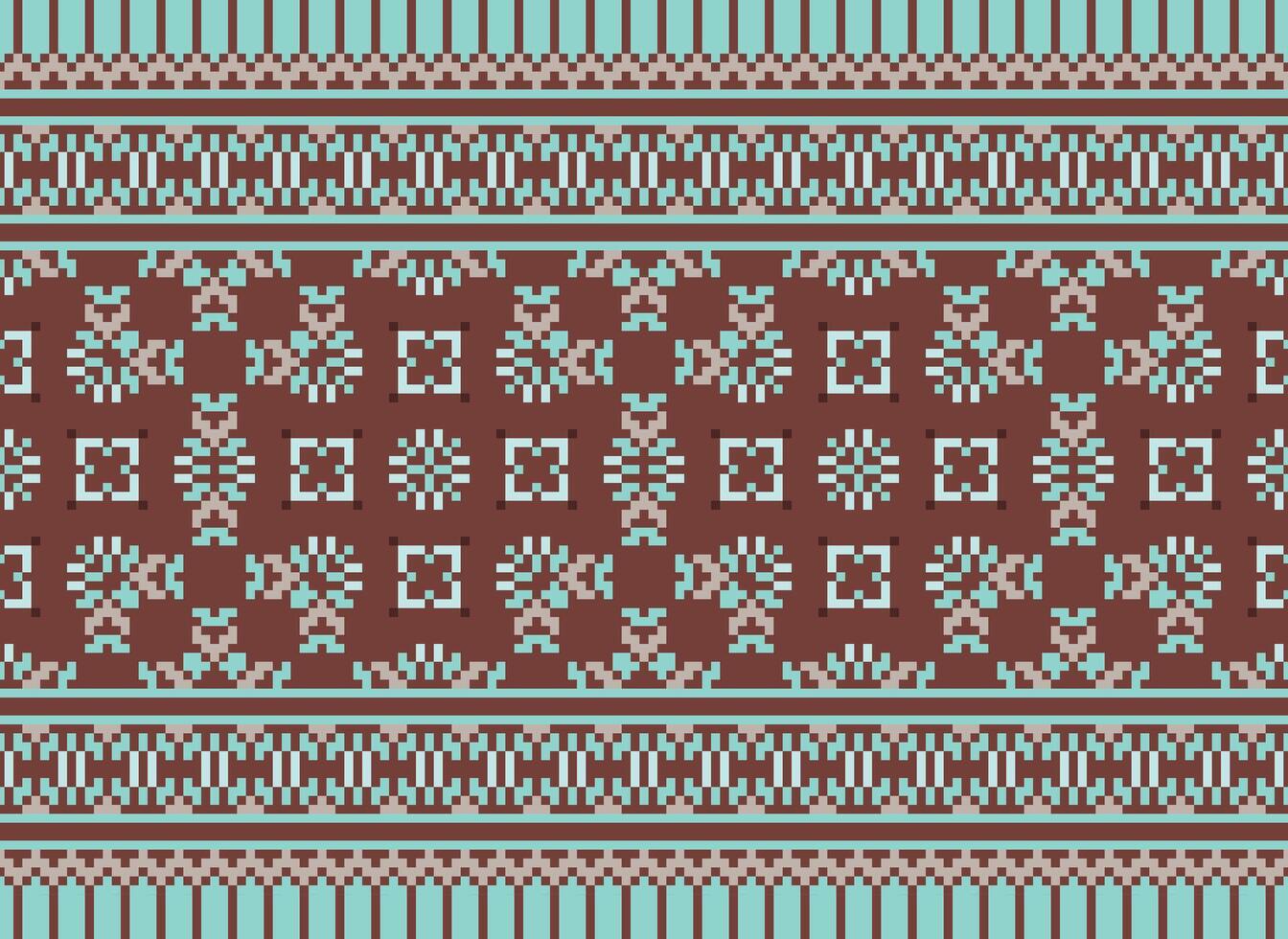 Geometric patterns of modern stylish texture. Borders in the form of a pixel ornament for embroidery, ceramic tiles and textile interior design elements. Seamless illustration vector