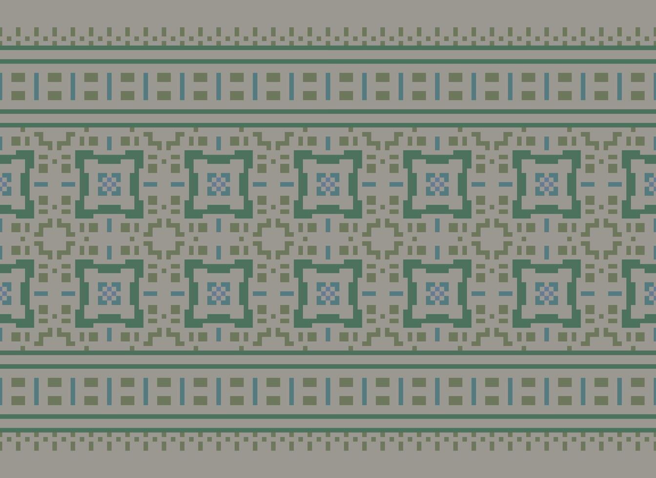 Pixel traditional ethnic pattern paisley flower Ikat background abstract Aztec African Indonesian Indian seamless pattern for fabric print cloth dress carpet curtains and sarong vector