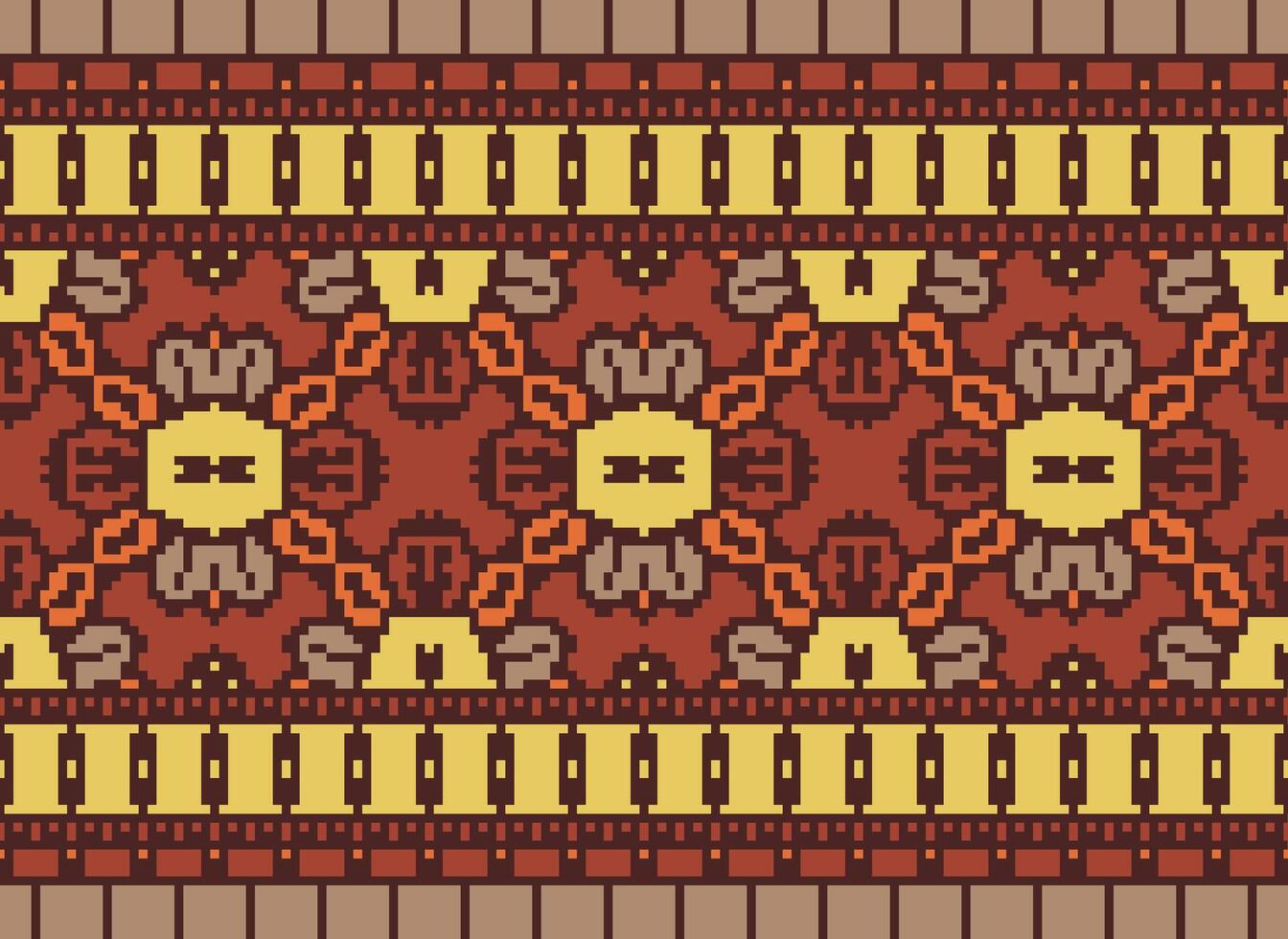 Cross Stitch Border. Embroidery Cross Stitch. Ethnic Patterns. Geometric Ethnic Indian pattern. Native Ethnic pattern.Texture Textile Fabric Clothing Knitwear print. Pixel Horizontal Seamless Vector. vector