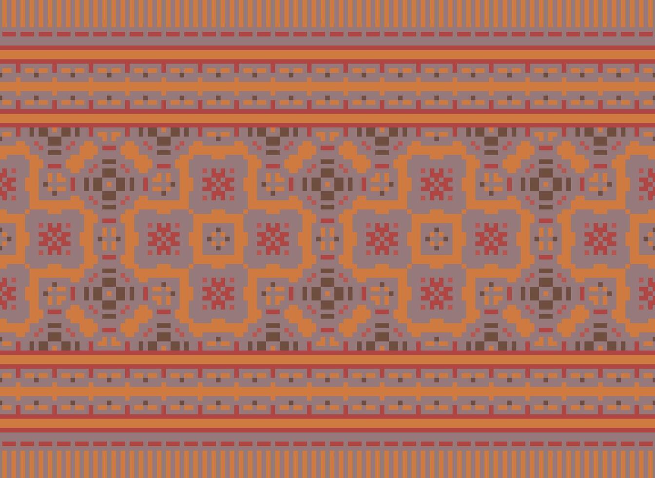 Pixel Ethnic pattern vector background. seamless pattern traditional, Design for background, wallpaper, Batik, fabric, carpet, clothing, wrapping, and textile.ethnic pattern Vector illustration.