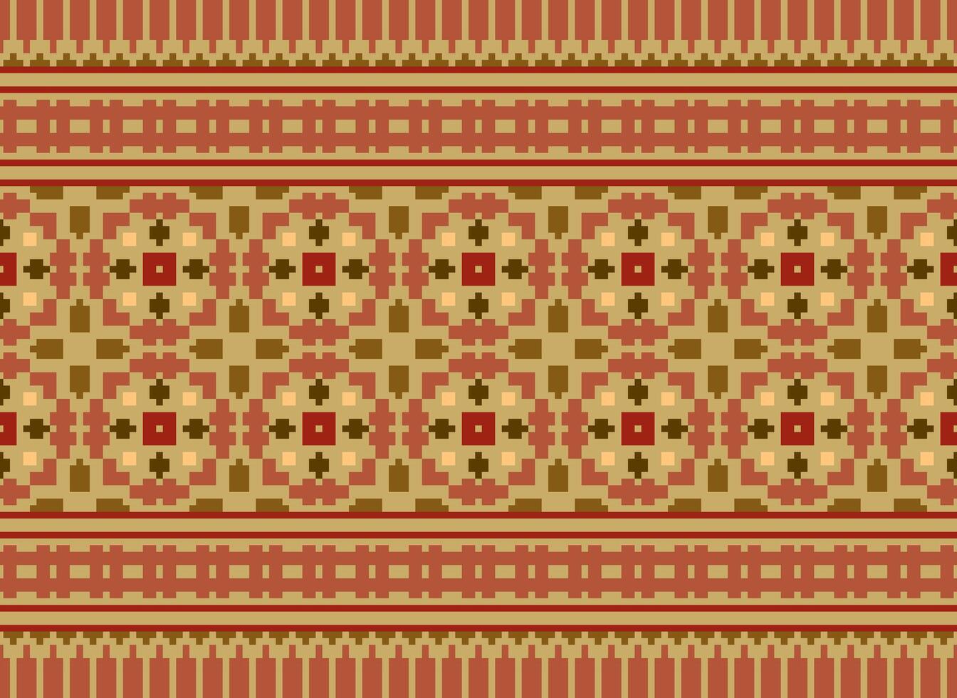 Cross Stitch Border. Embroidery Cross Stitch. Ethnic Patterns. Geometric Ethnic Indian pattern. Native Ethnic pattern.Texture Textile Fabric Clothing Knitwear print. Pixel Horizontal Seamless Vector. vector