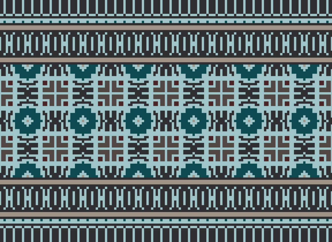 A Floral pixel art pattern on grey background.geometric ethnic oriental embroidery vector illustration. pixel style, abstract background, cross stitch.design for texture, fabric, cloth, scarf, print