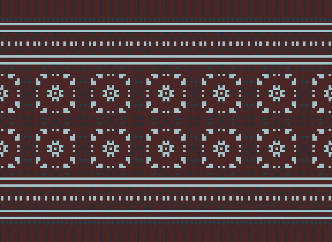 A Floral pixel art pattern on grey background.geometric ethnic oriental embroidery vector illustration. pixel style, abstract background, cross stitch.design for texture, fabric, cloth, scarf, print