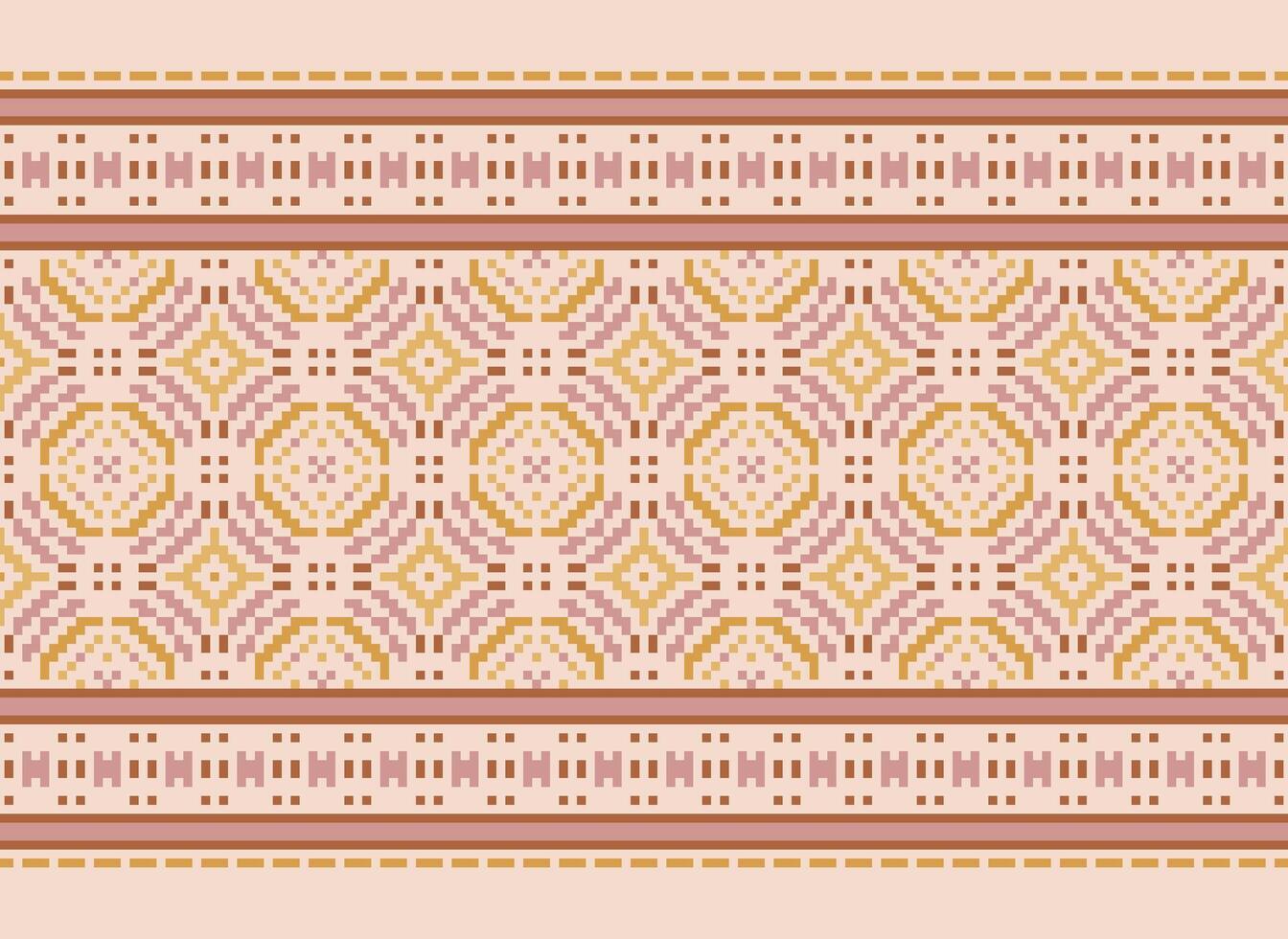 cruzar puntada modelo con floral diseños tradicional cruzar puntada costura. geométrico étnico patrón, bordado, textil ornamentación, tela, mano cosido patrón, cultural puntadas píxel Arte. vector