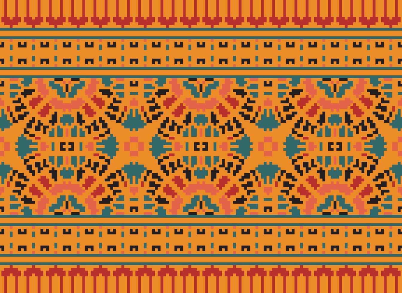 píxel étnico modelo vector antecedentes. sin costura modelo tradicional, diseño para fondo, fondo de pantalla, batik, tela, alfombra, ropa, envase, y textil.étnico modelo vector ilustración.