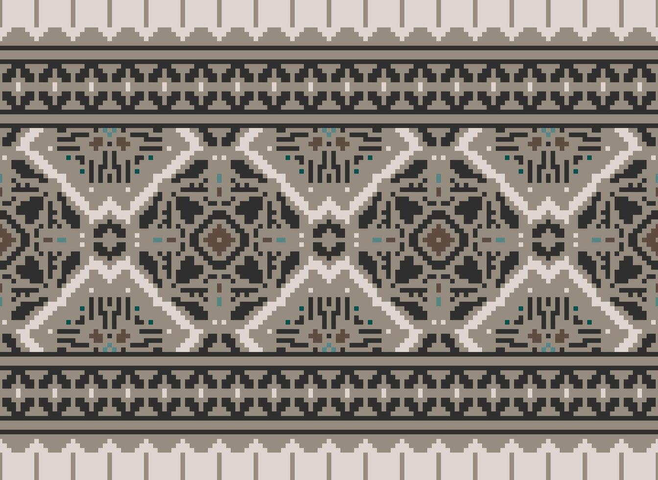 Nature vintages cross stitch traditional ethnic pattern paisley flower Ikat background abstract Aztec African Indonesian Indian seamless pattern for fabric print cloth dress carpet curtains and sarong vector