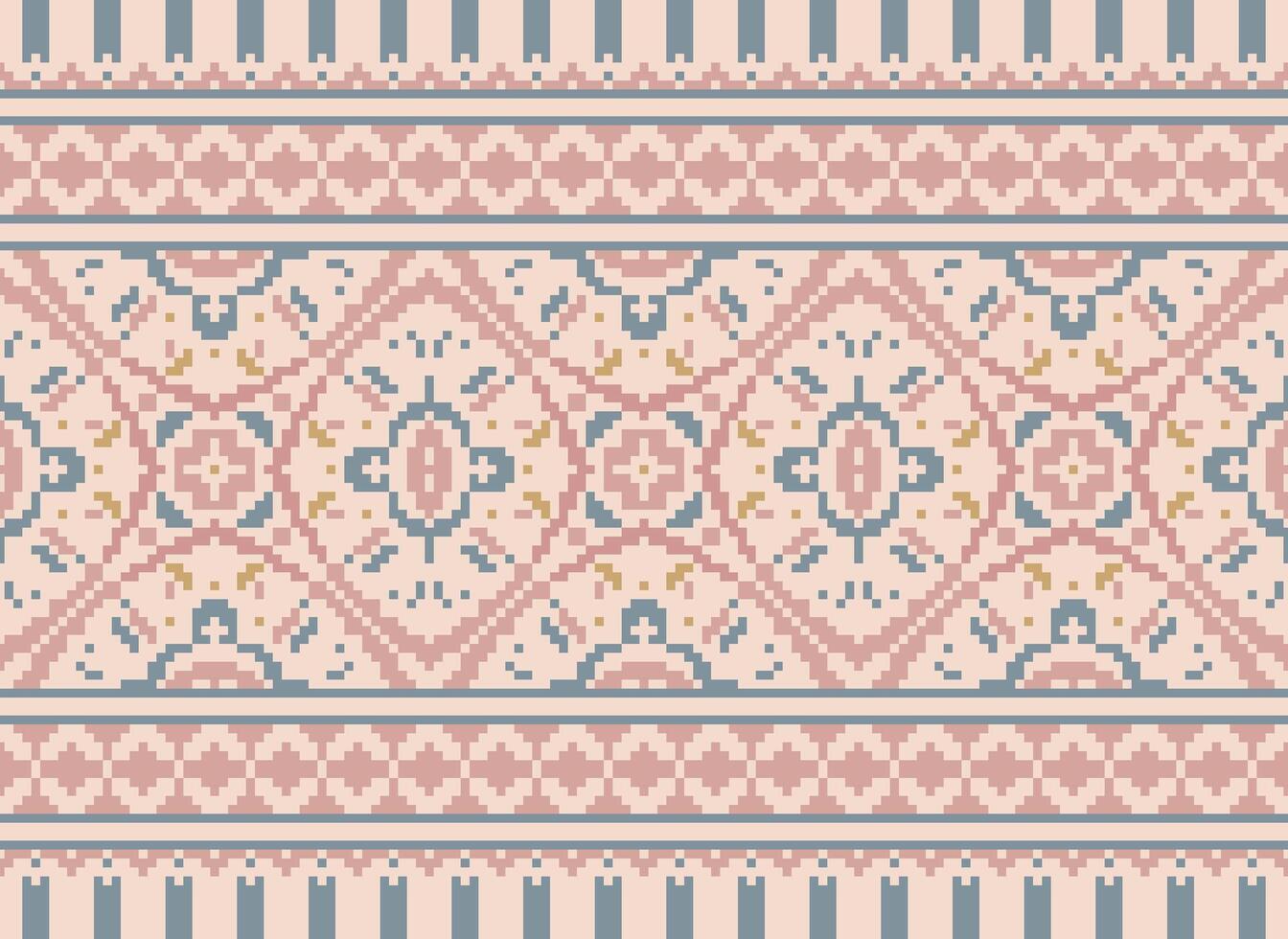 Pixel Ethnic pattern vector background. seamless pattern traditional, Design for background, wallpaper, Batik, fabric, carpet, clothing, wrapping, and textile.ethnic pattern Vector illustration.