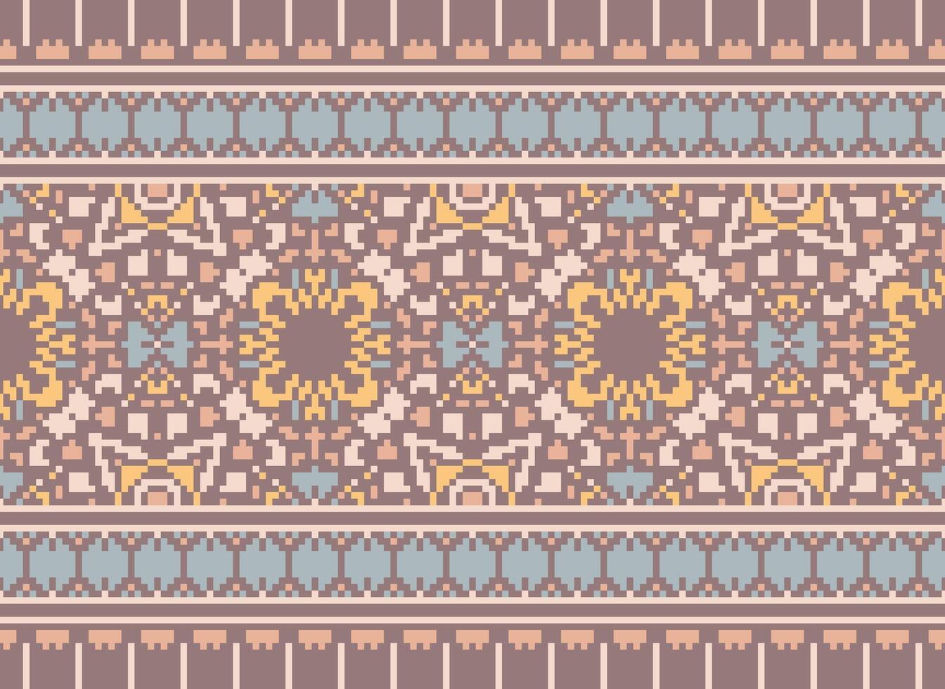 píxel étnico modelo vector antecedentes. sin costura modelo tradicional, diseño para fondo, fondo de pantalla, batik, tela, alfombra, ropa, envase, y textil.étnico modelo vector ilustración.