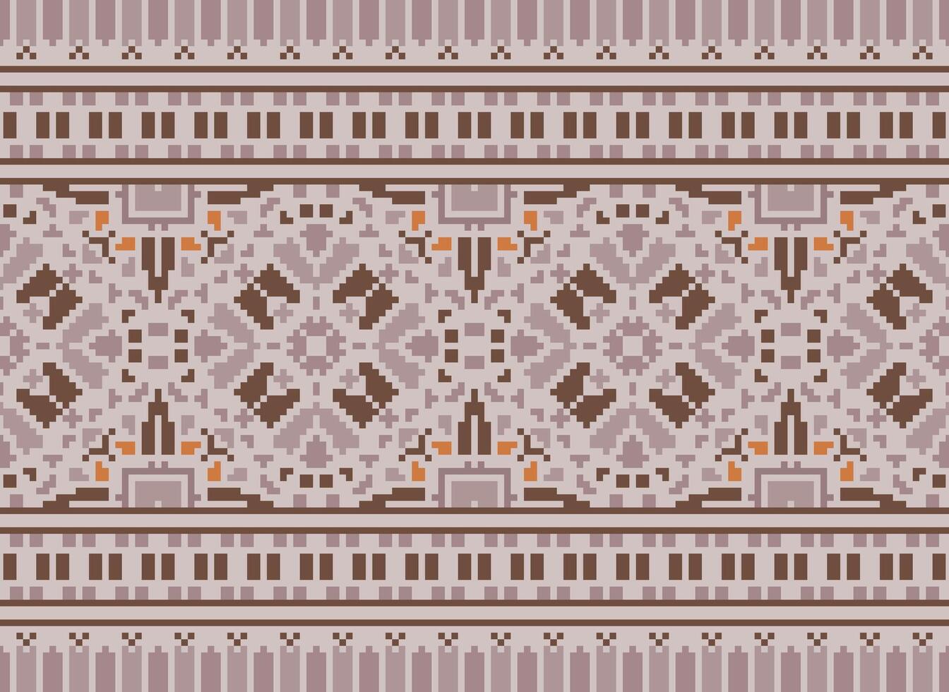 Pixel Ethnic pattern vector background. seamless pattern traditional, Design for background, wallpaper, Batik, fabric, carpet, clothing, wrapping, and textile.ethnic pattern Vector illustration.